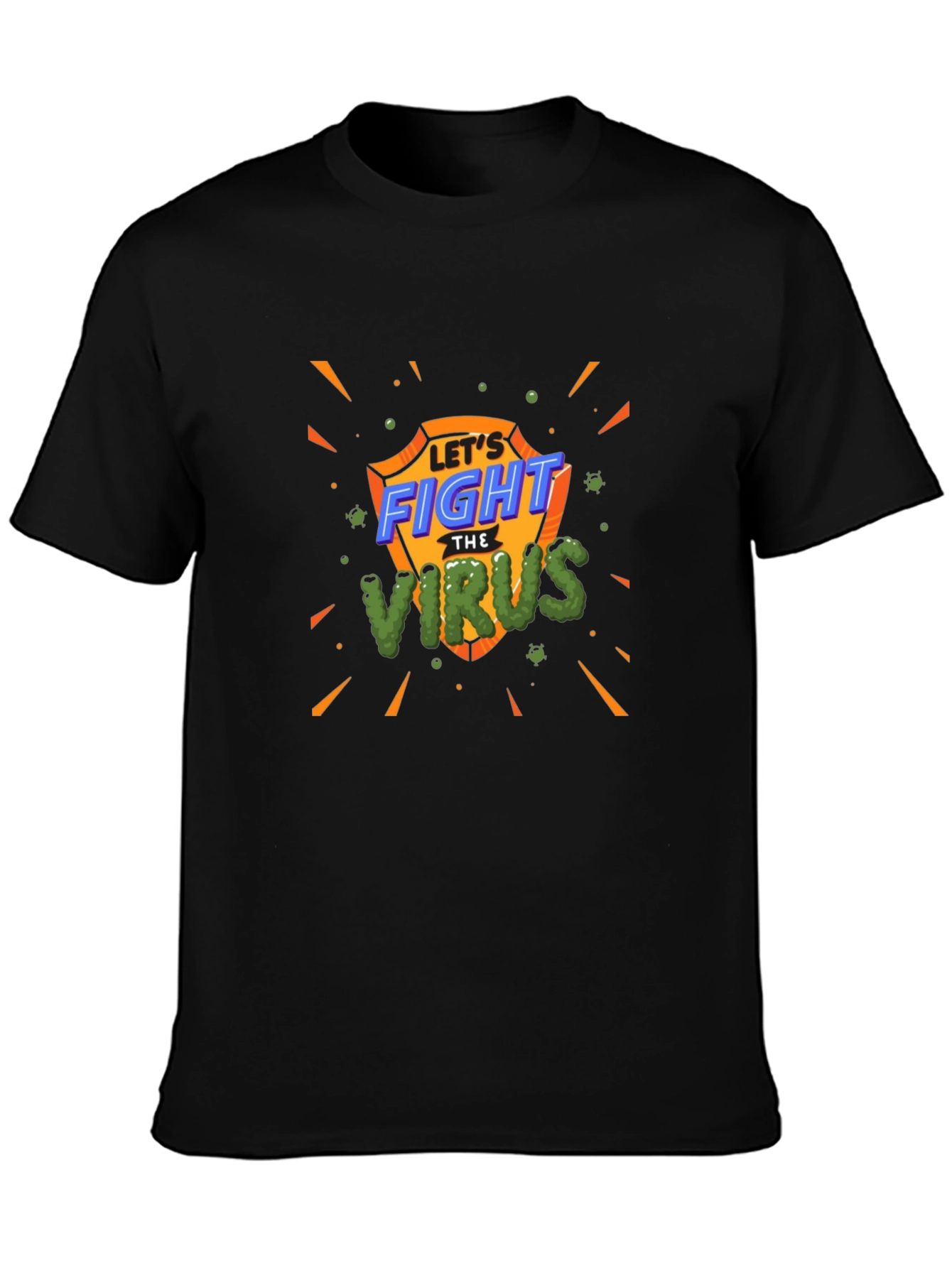 Fight The Virus T-Shirt - Shield Design Black Tee
