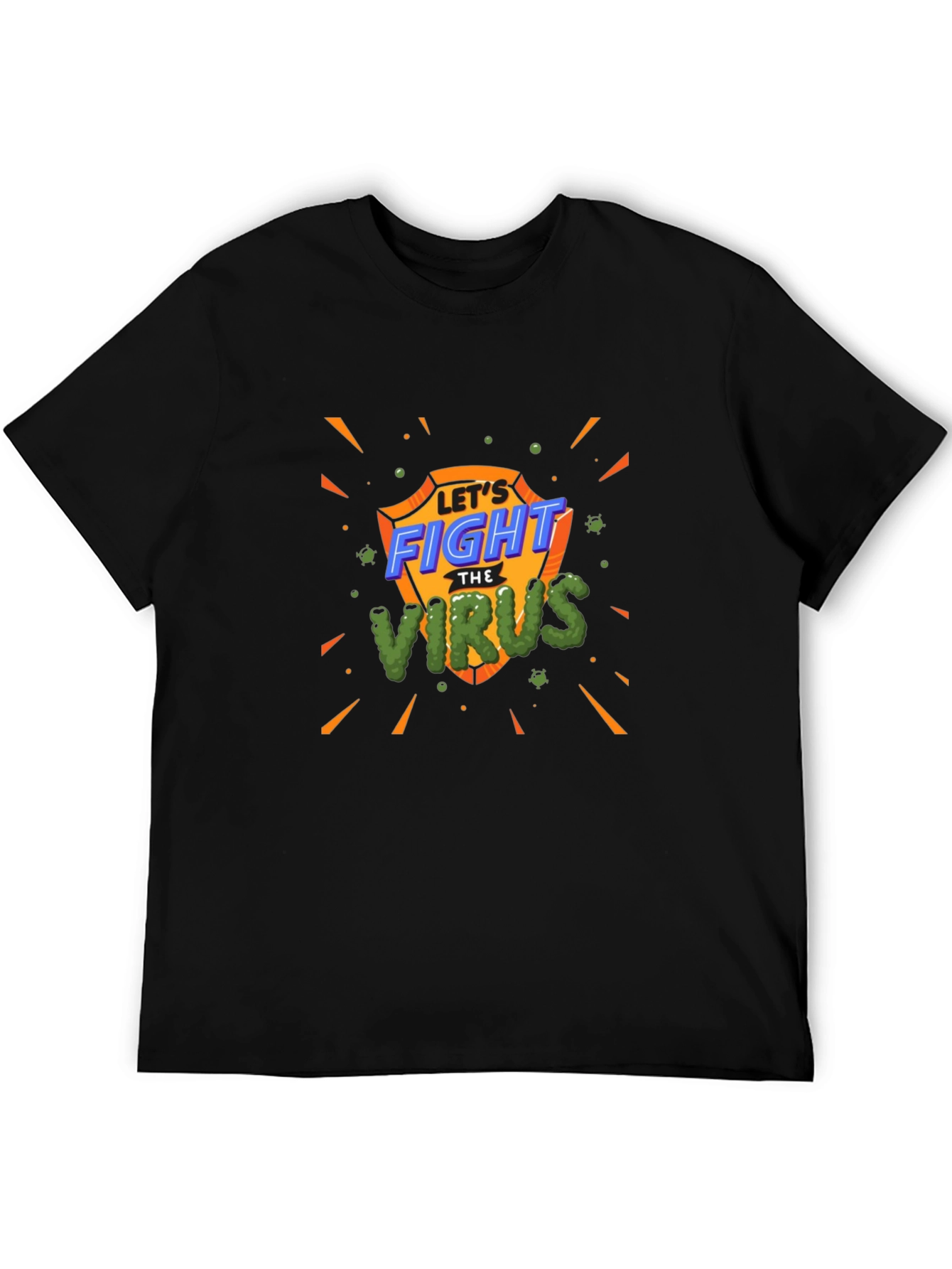Fight The Virus T-Shirt - Shield Design Black Tee