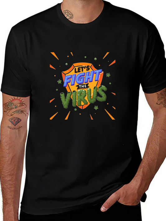 Fight The Virus T-Shirt - Shield Design Black Tee