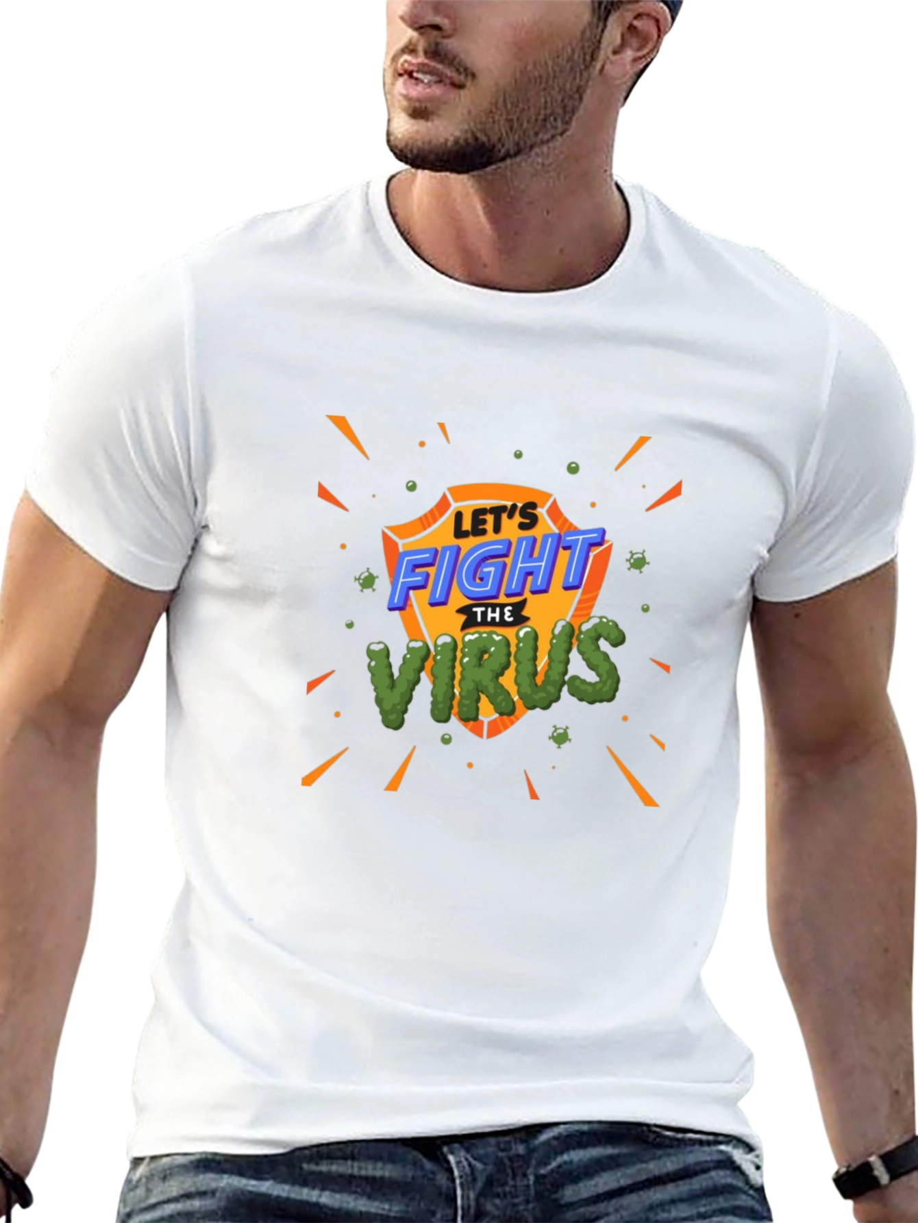 Fight The Virus T-Shirt - Shield Design Black Tee
