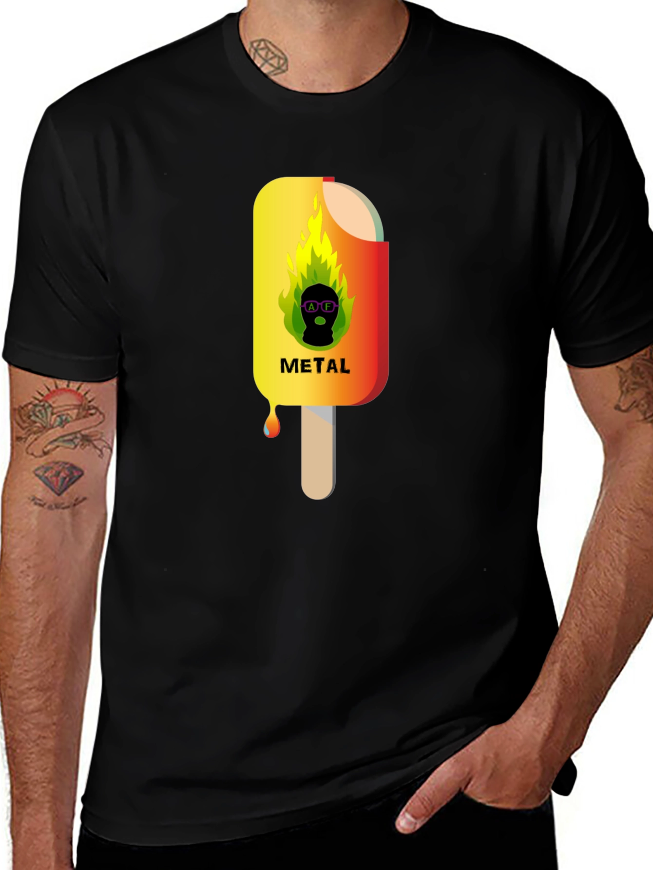 Metal Ice Cream Graphic T-Shirt - Cool Summer Style