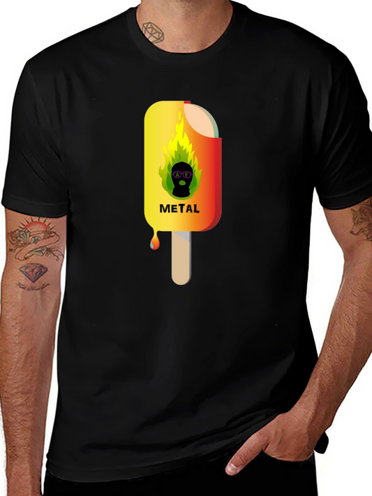 Metal Ice Cream Graphic T-Shirt - Cool Summer Style
