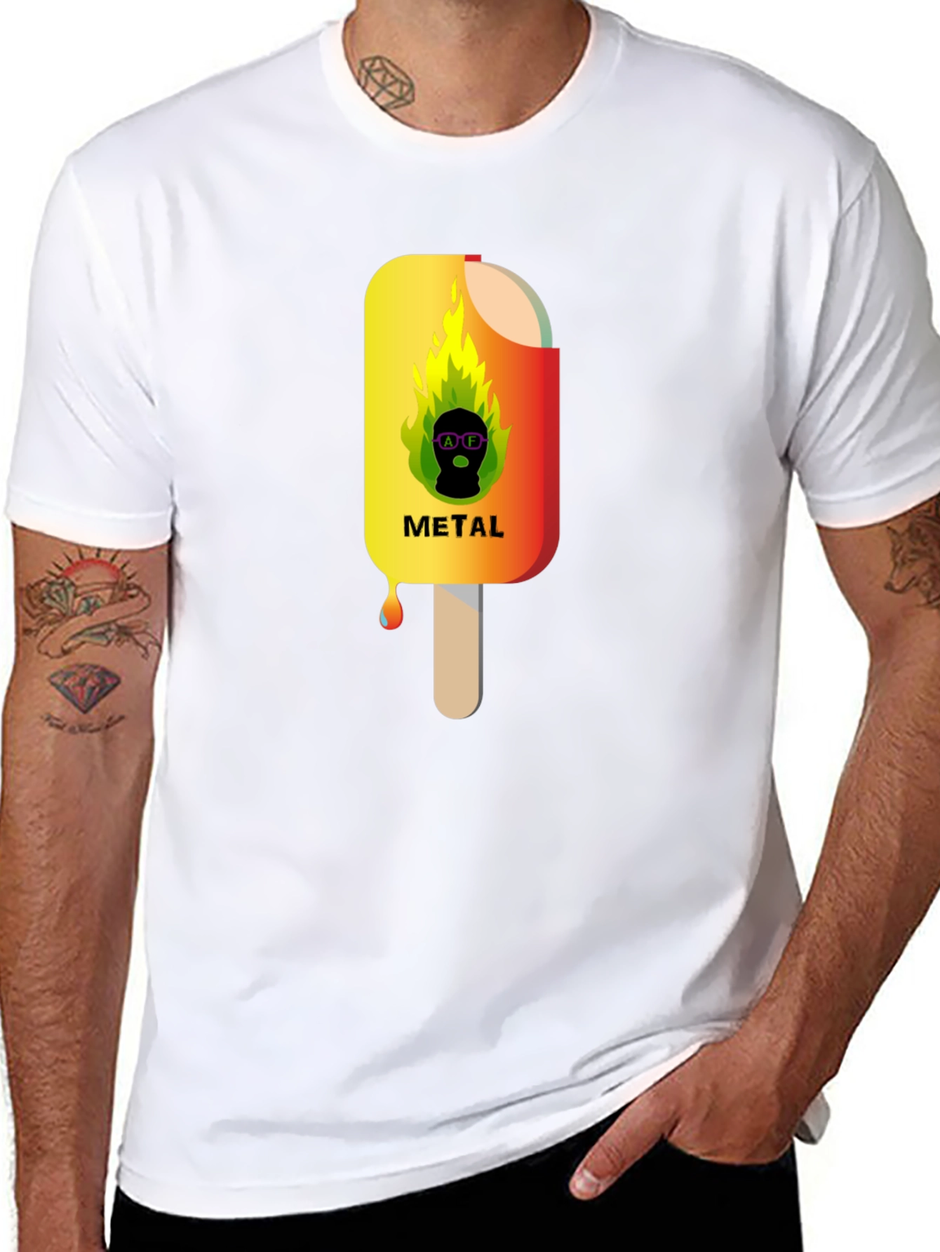 Metal Ice Cream Graphic T-Shirt - Cool Summer Style