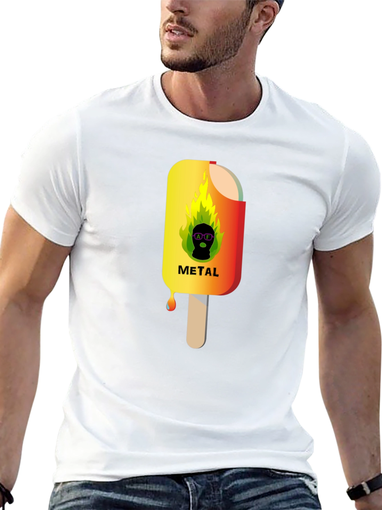 Metal Ice Cream Graphic T-Shirt - Cool Summer Style