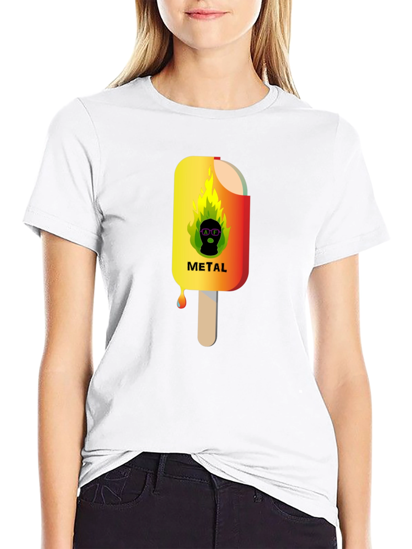 Metal Ice Cream Graphic T-Shirt - Cool Summer Style