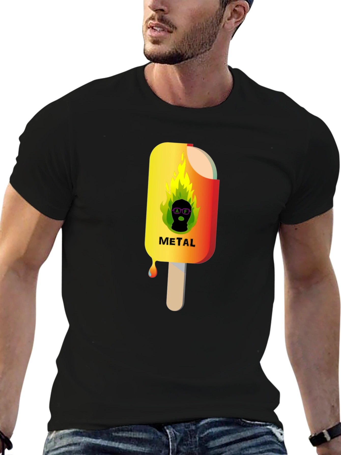 Metal Ice Cream Graphic T-Shirt - Cool Summer Style