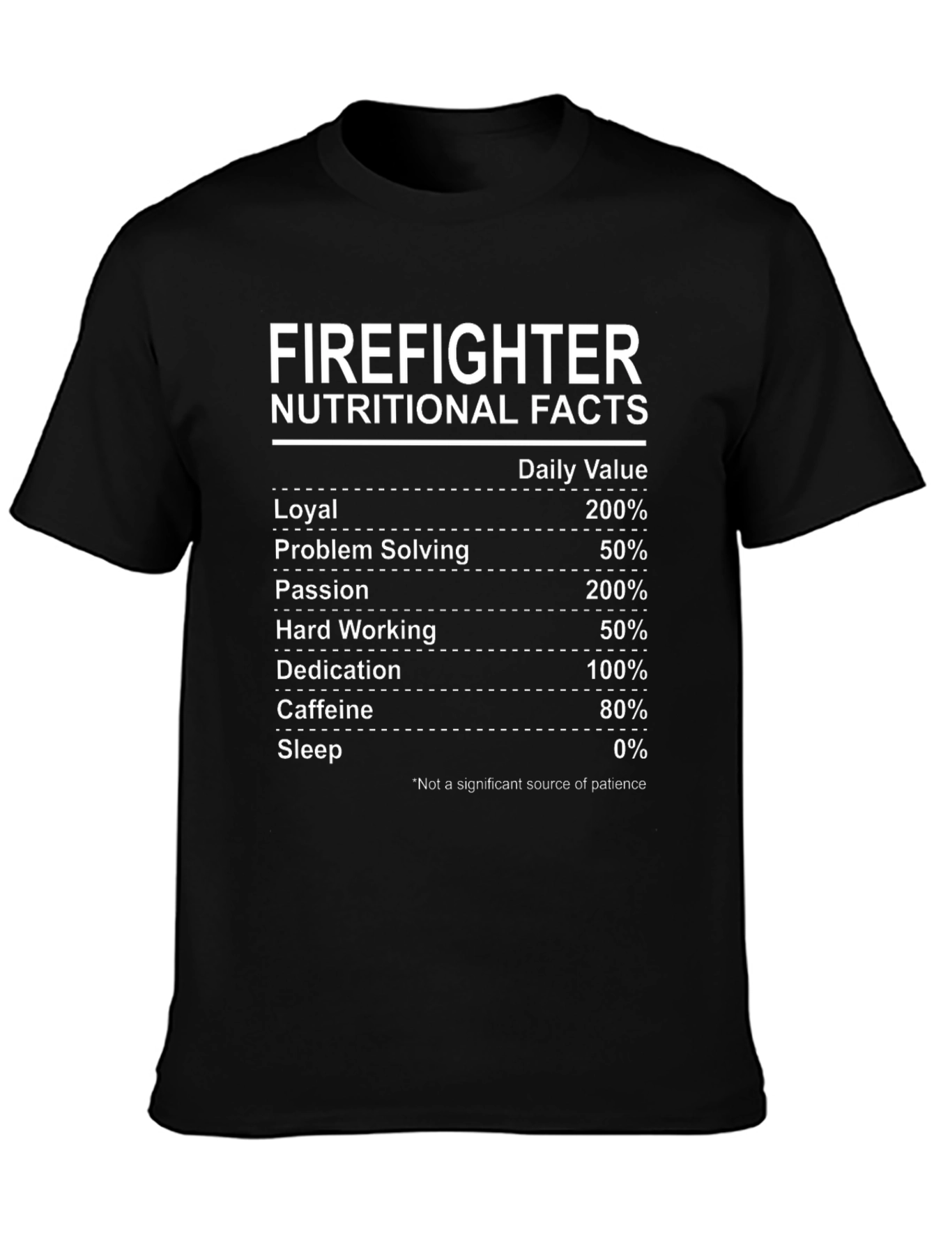 Firefighter Nutritional Facts Graphic T-Shirt