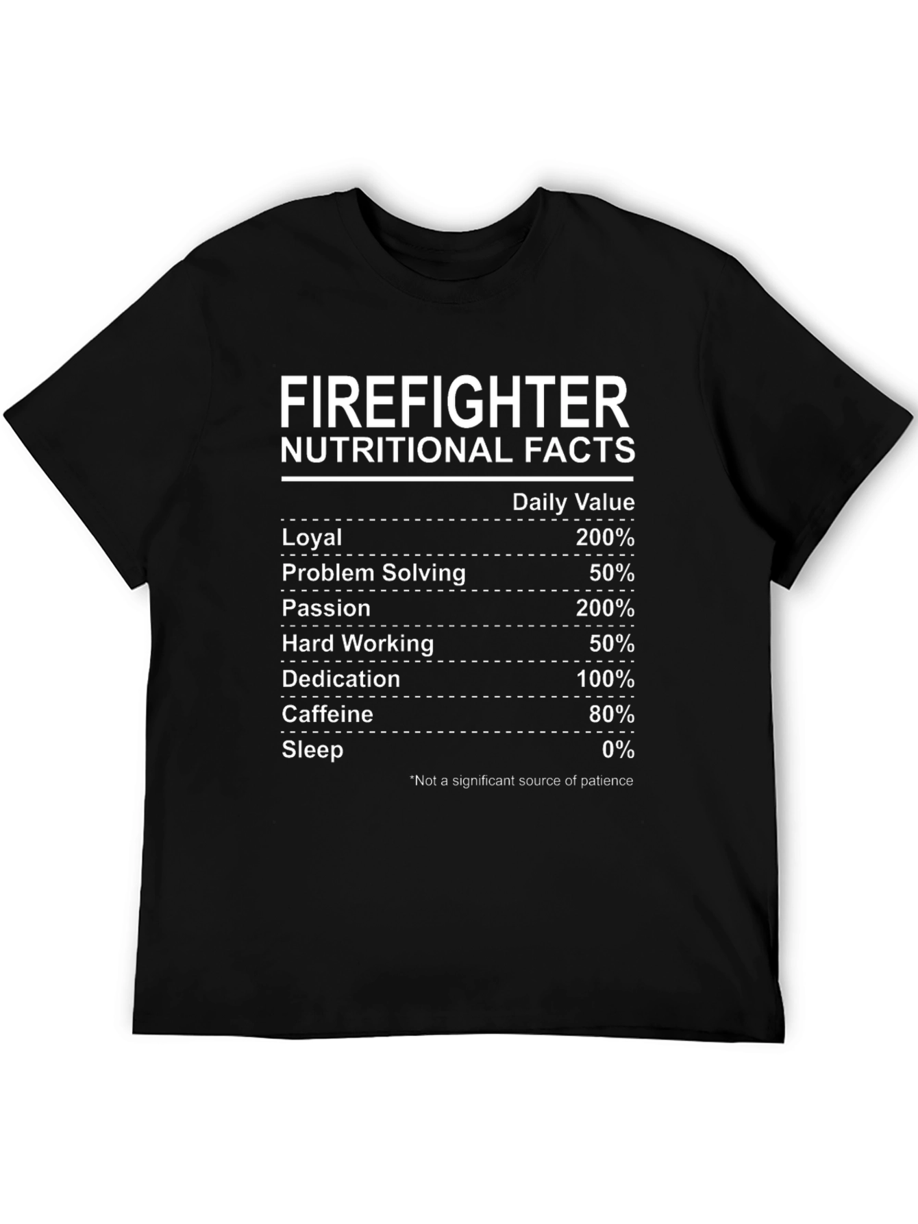 Firefighter Nutritional Facts Graphic T-Shirt