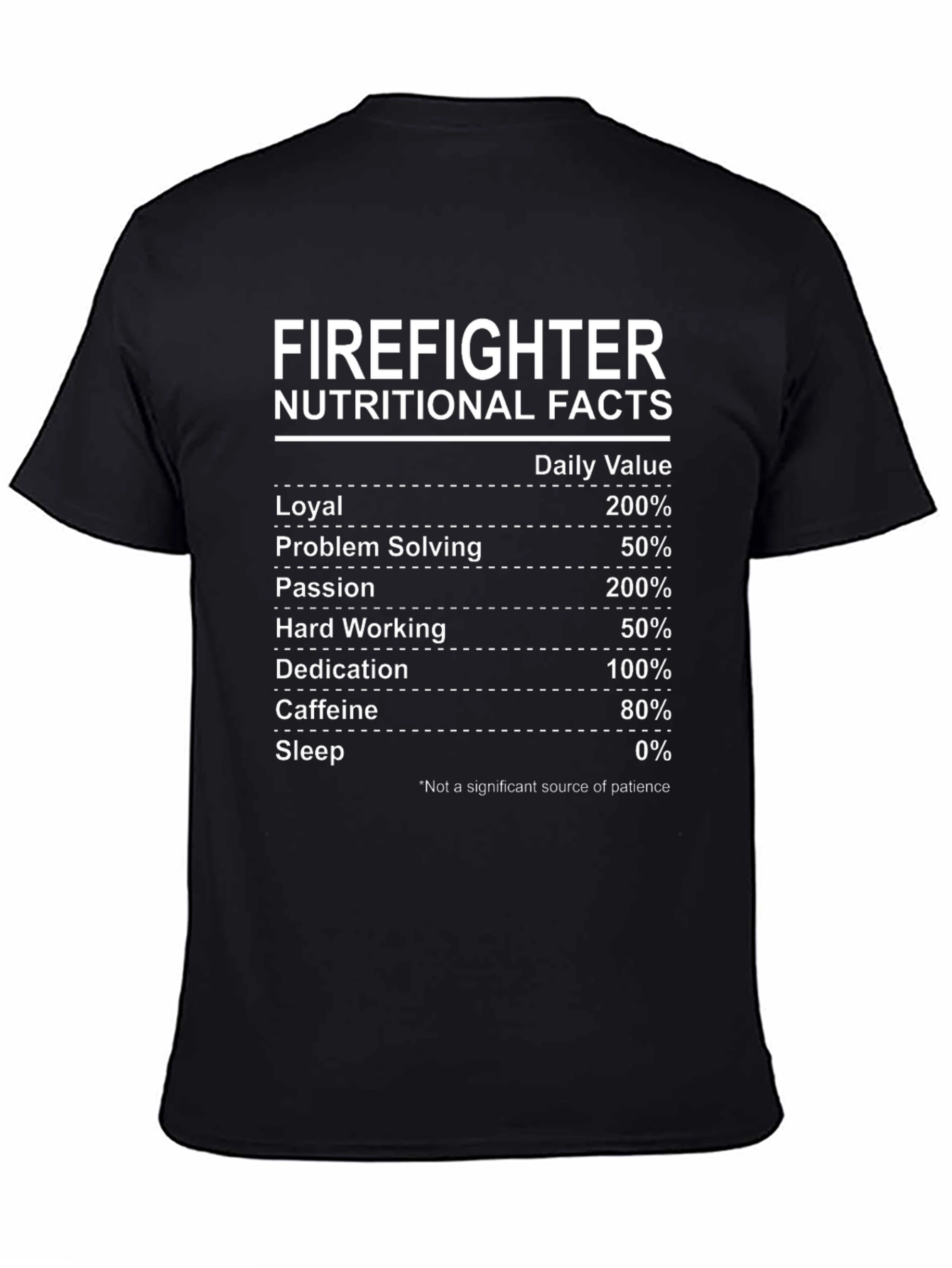 Firefighter Nutritional Facts Graphic T-Shirt