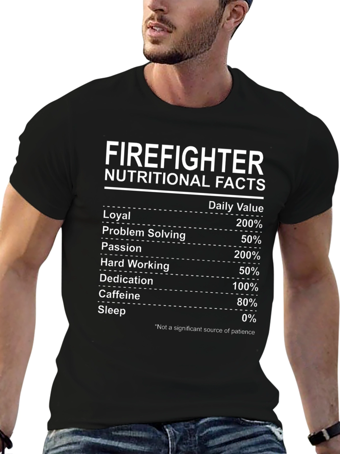Firefighter Nutritional Facts Graphic T-Shirt