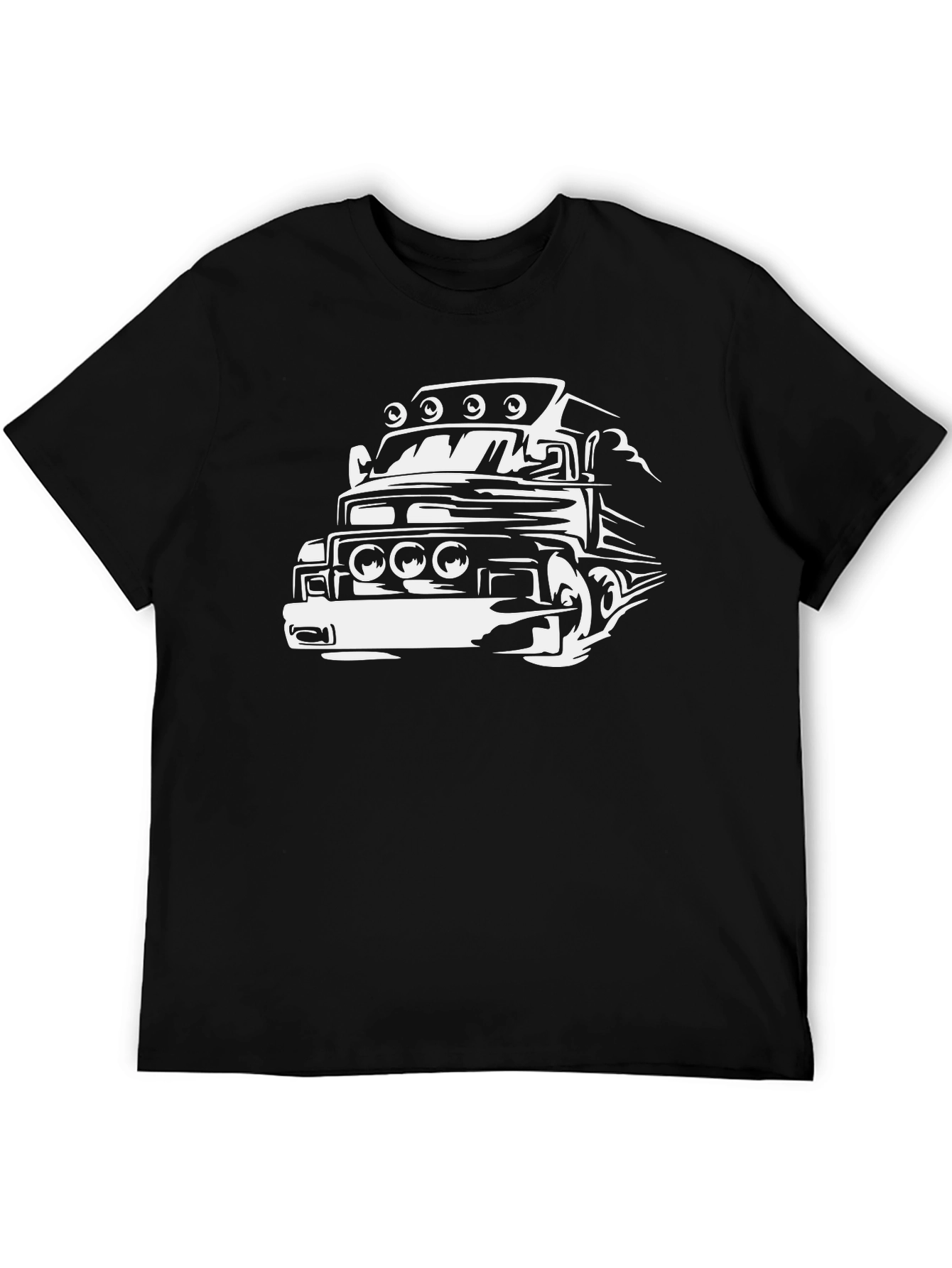 Truck Graphic Tee - Bold Black Cotton Blend