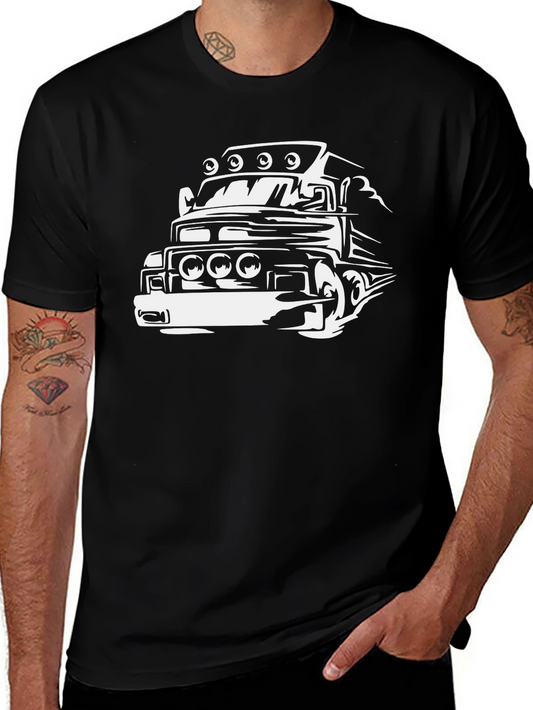 Truck Graphic Tee - Bold Black Cotton Blend