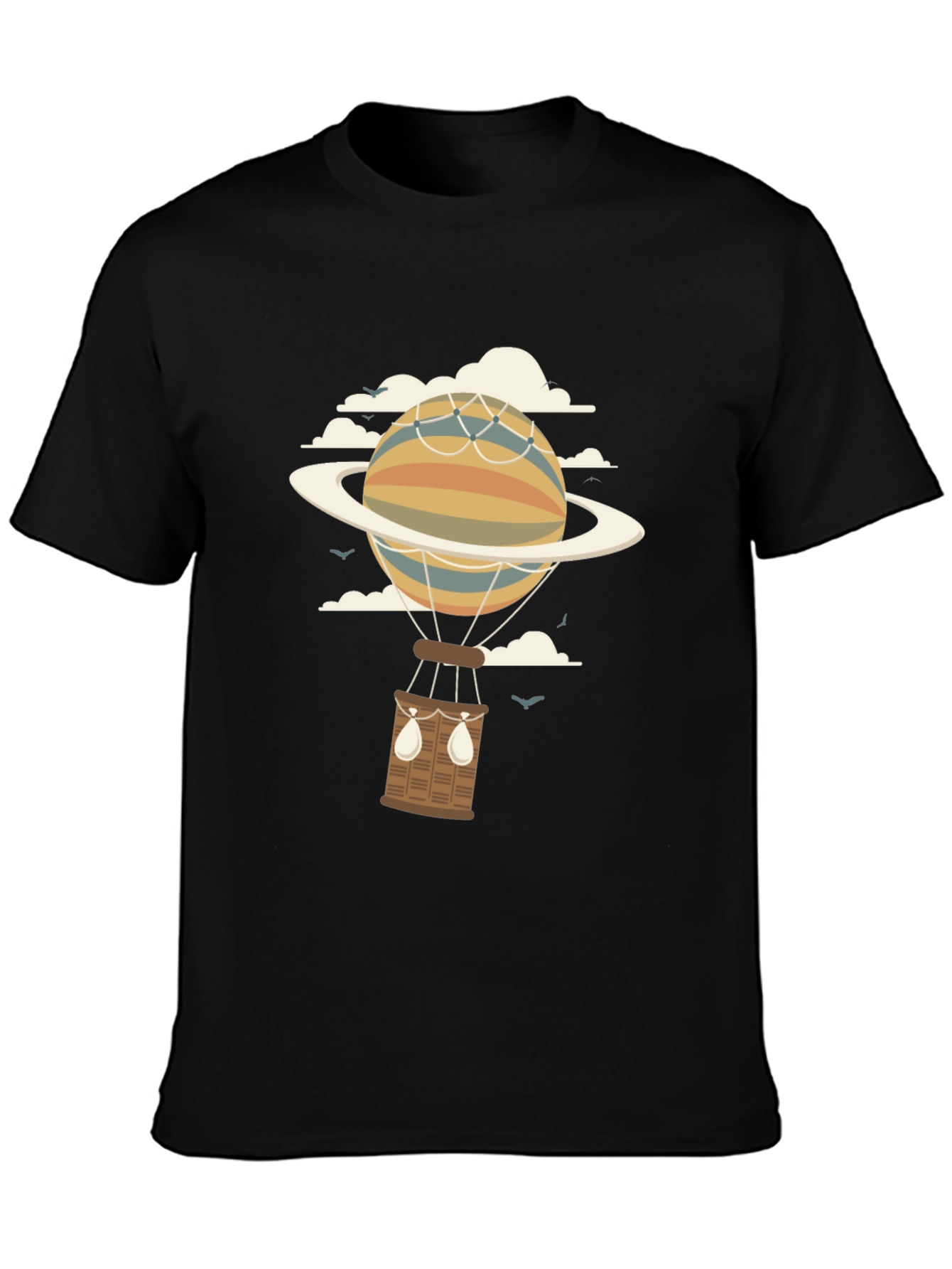 Retro Planet Hot Air Balloon Graphic T-Shirt