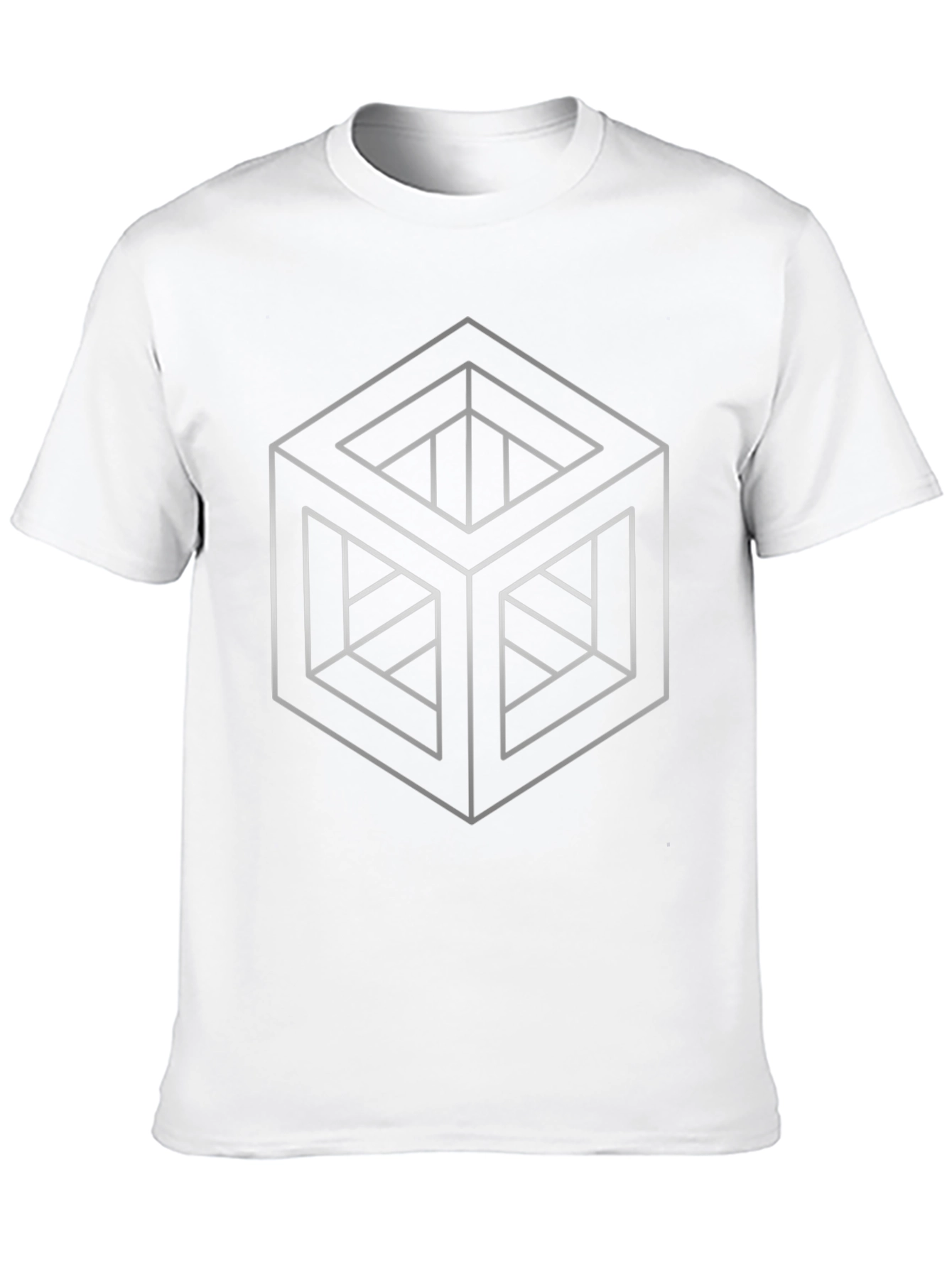 Impossible Cube Graphic Tee - Optical Illusion Black Shirt