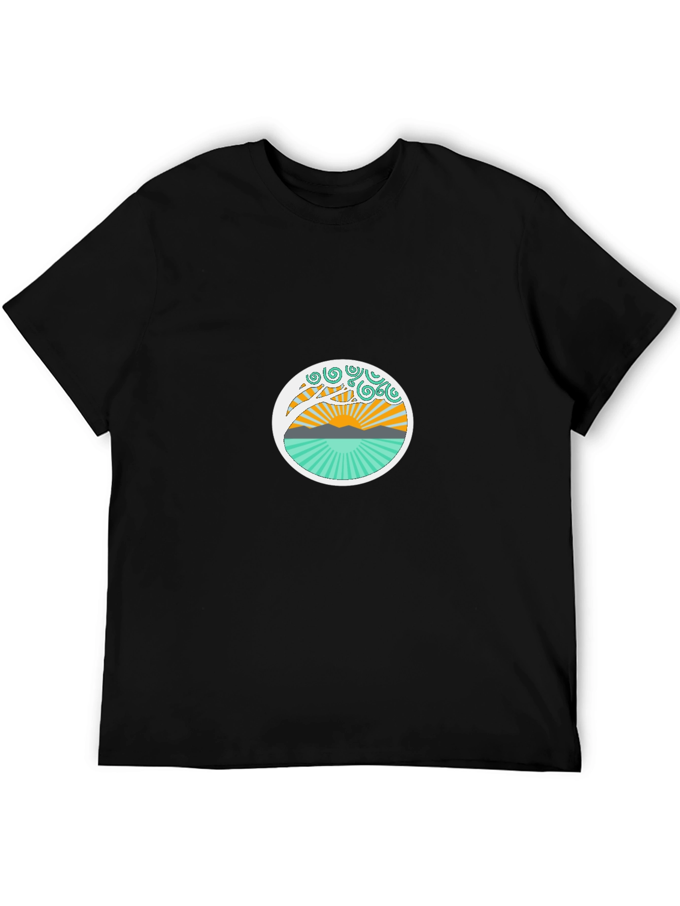 Sunset Tree Graphic Tee - Stylish Black T-Shirt