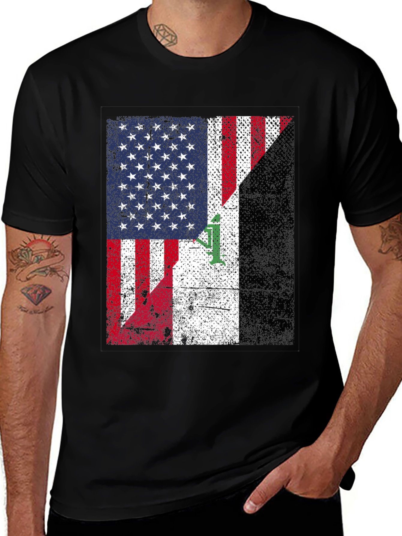 USA Iraq Flag Graphic T-Shirt