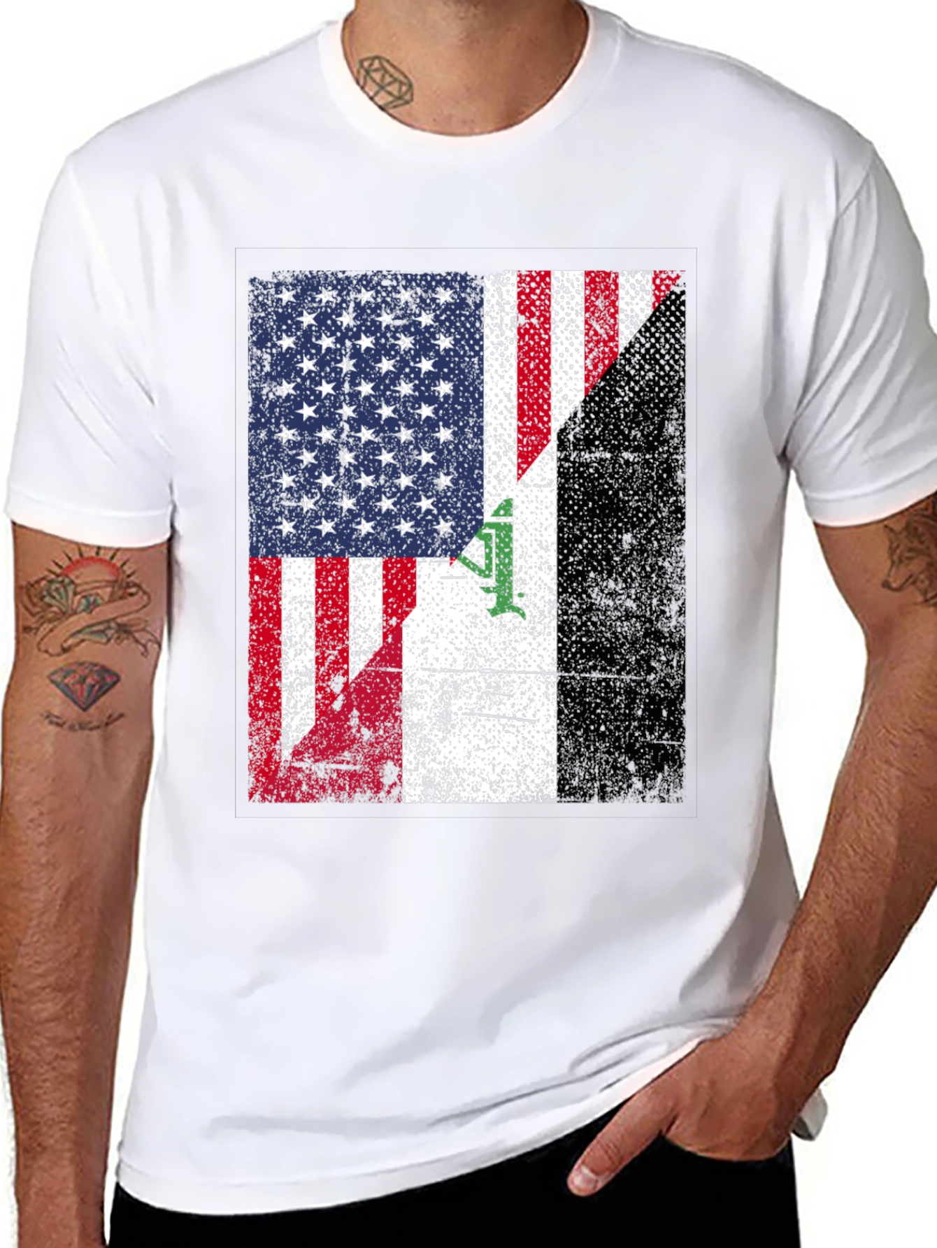 USA Iraq Flag Graphic T-Shirt