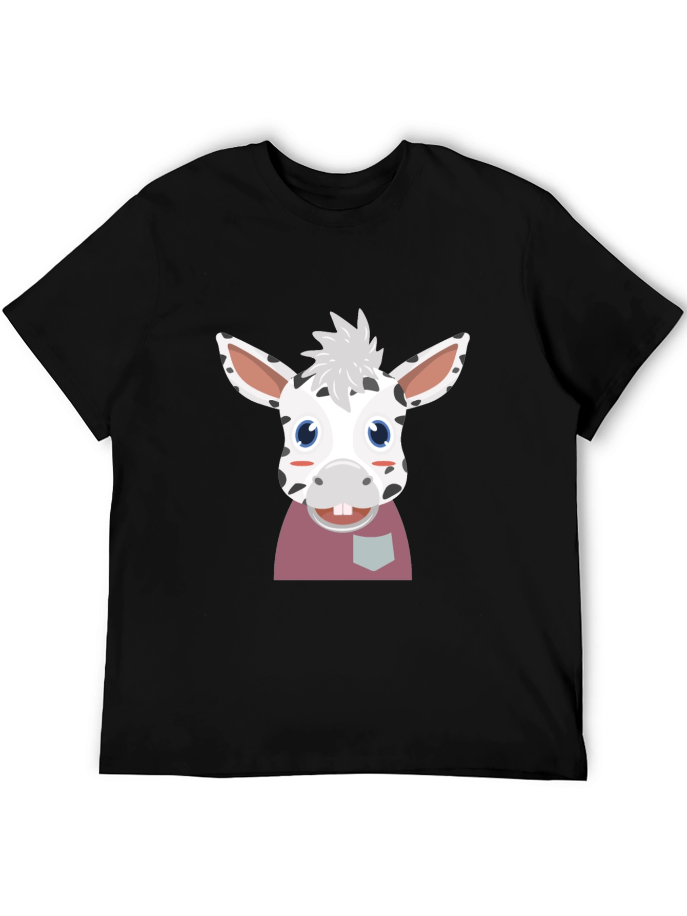 Cute Cartoon Animal Graphic Tee - Black