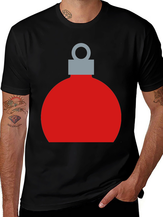 Festive Christmas Ornament Graphic Tee - Black