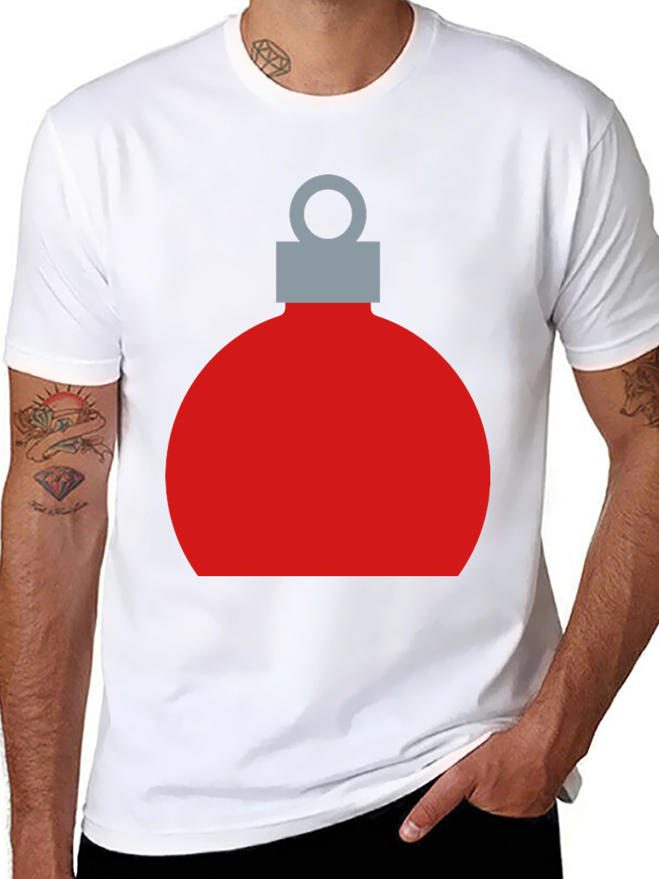 Festive Christmas Ornament Graphic Tee - Black