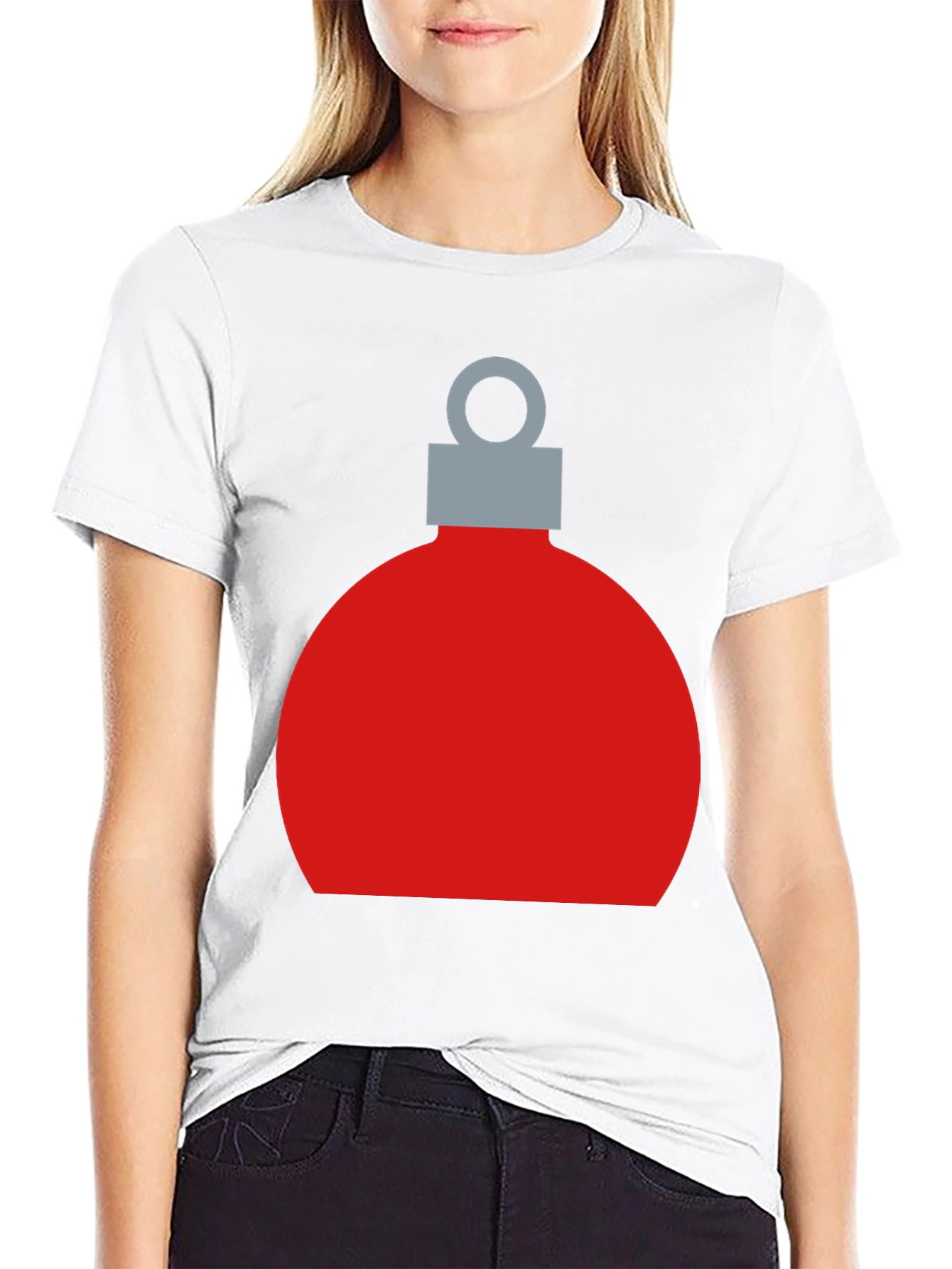 Festive Christmas Ornament Graphic Tee - Black