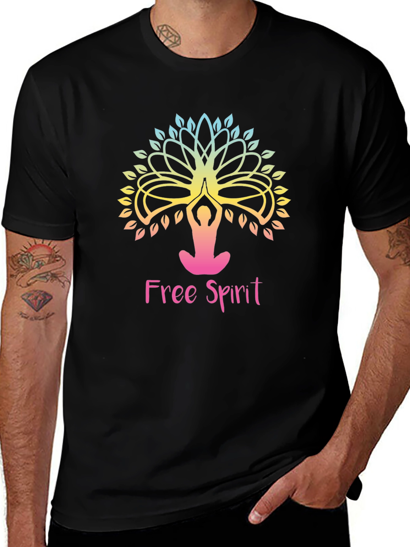 Free Spirit Yoga Tree Graphic Tee - Black
