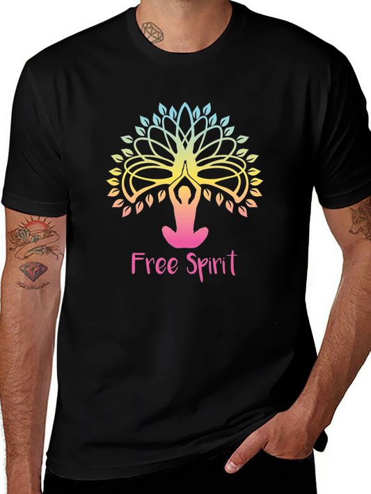 Free Spirit Yoga Tree Graphic Tee - Black