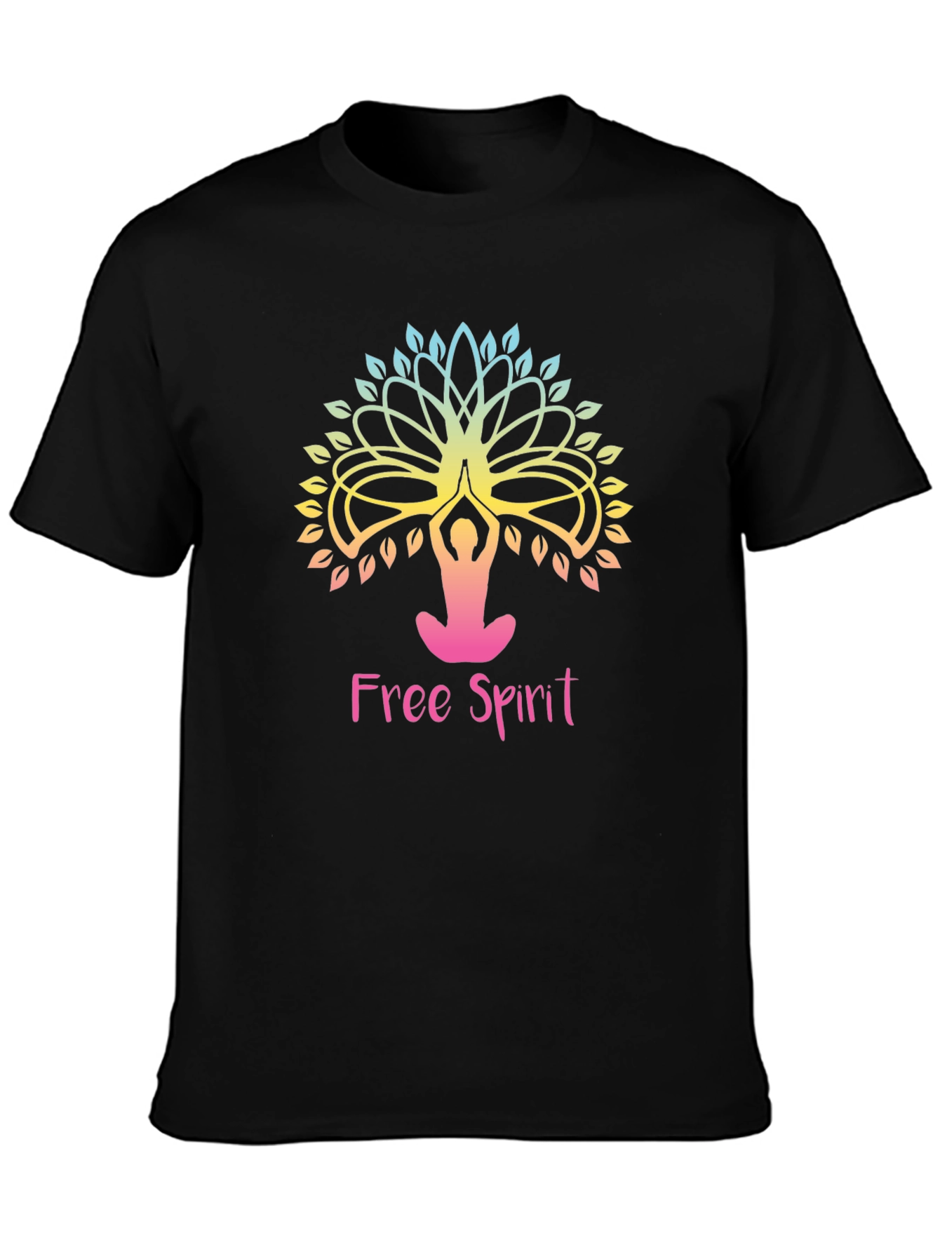 Free Spirit Yoga Tree Graphic Tee - Black