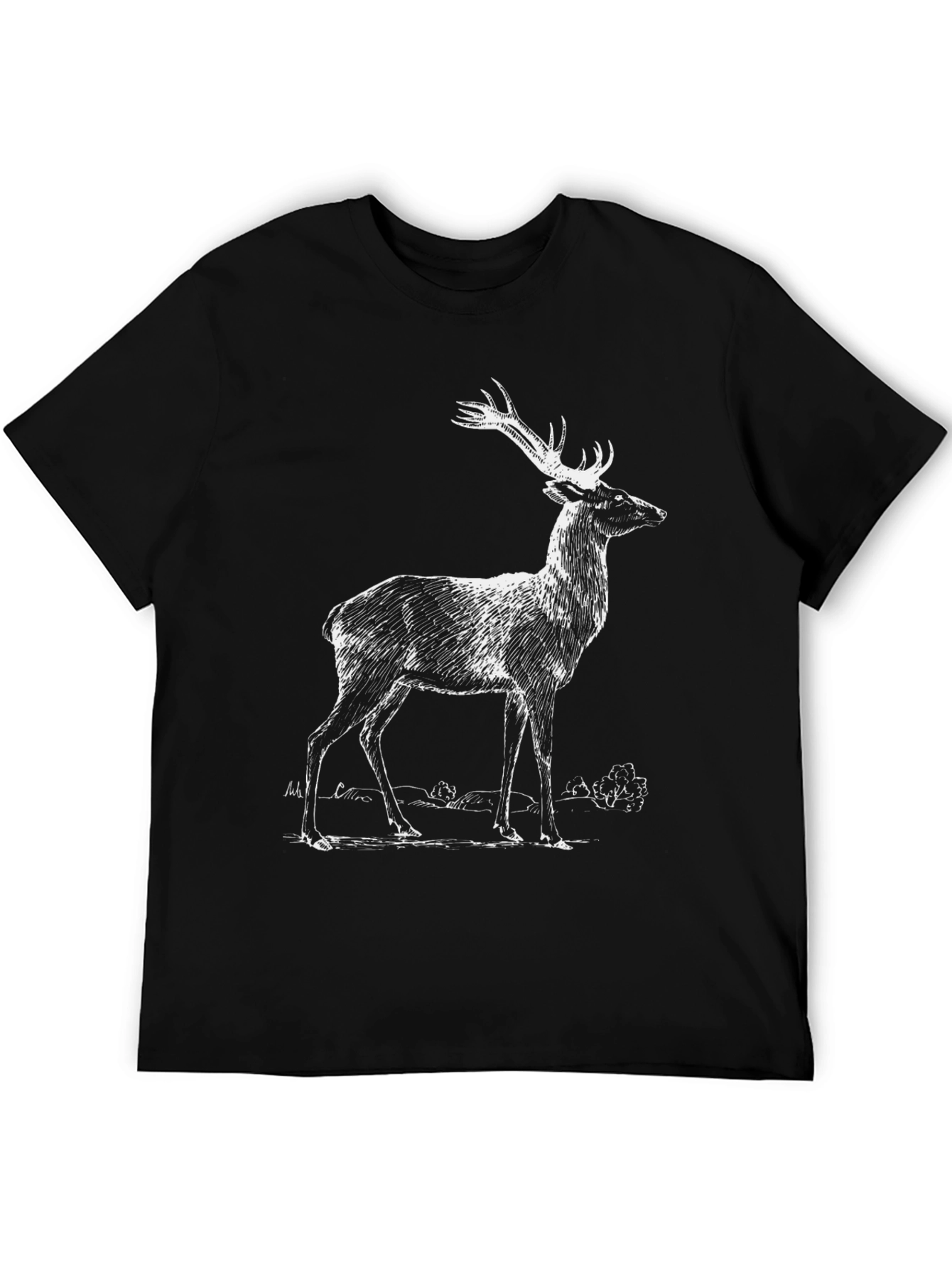 Deer Graphic Print Black T-Shirt