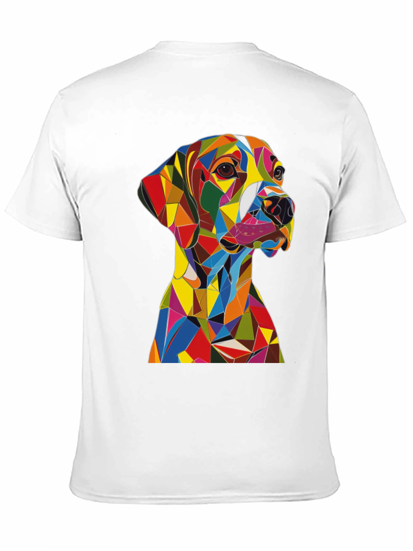 Geometric Dog Print T-Shirt - Modern Art Design
