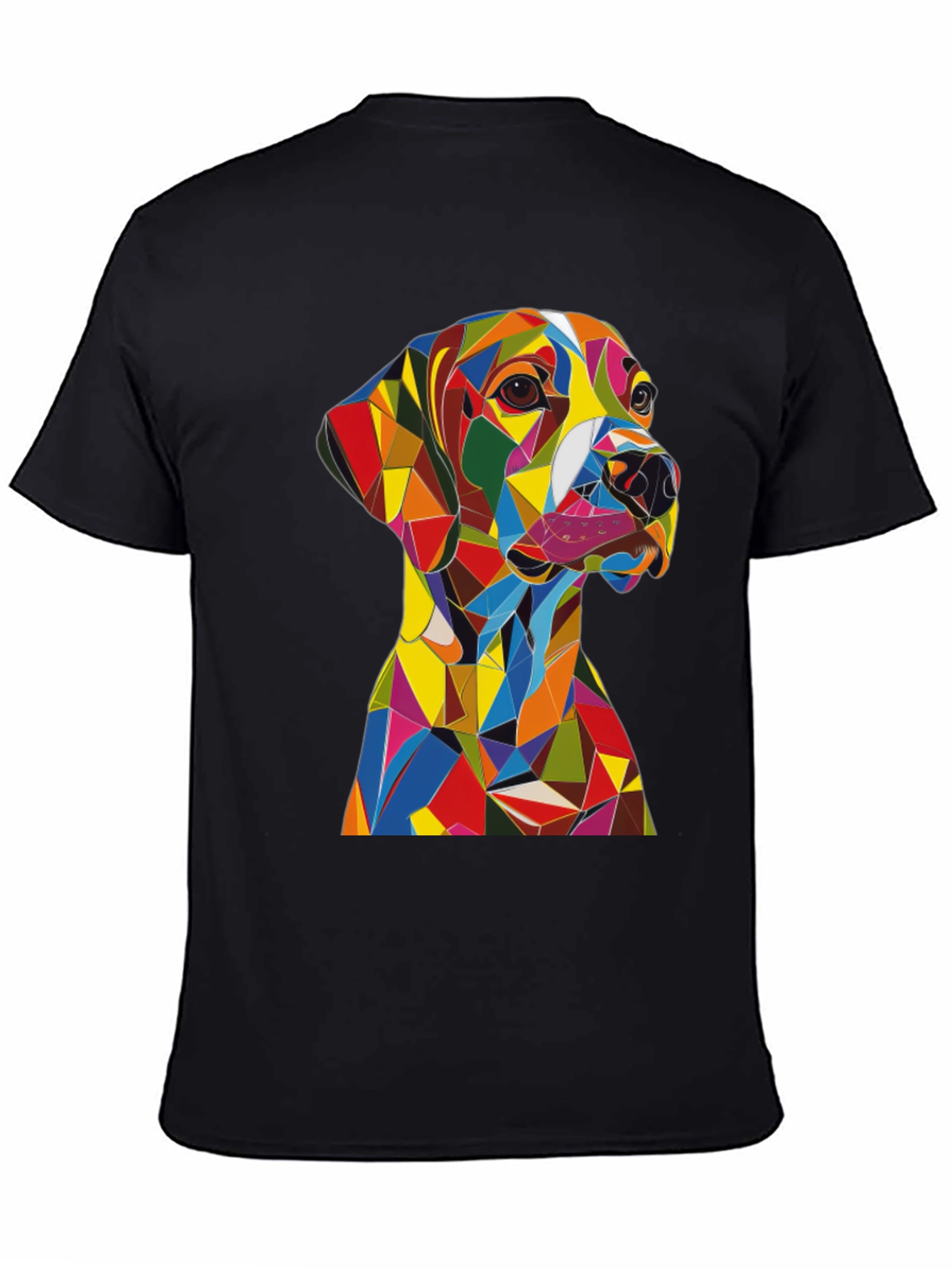 Geometric Dog Print T-Shirt - Modern Art Design