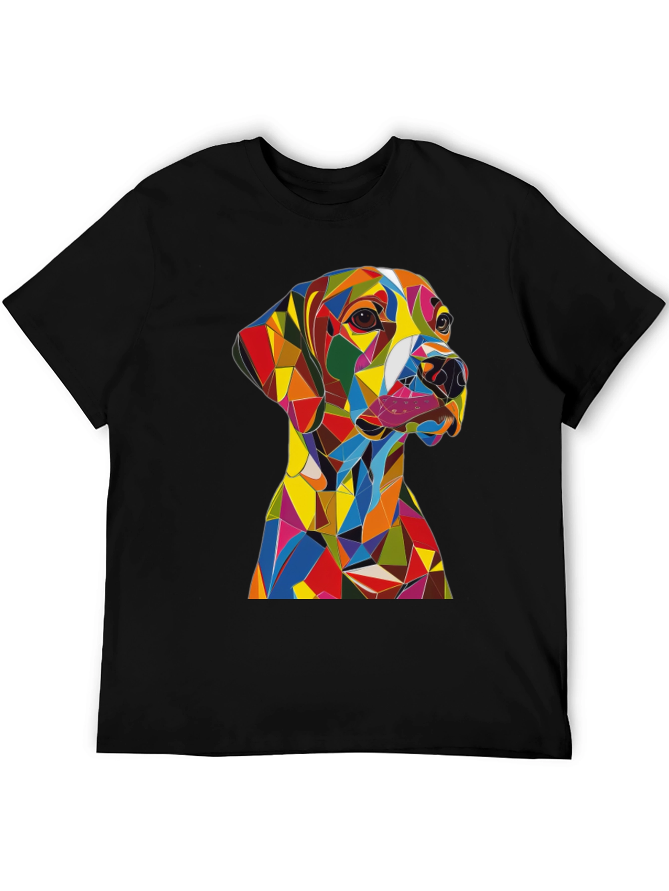 Geometric Dog Print T-Shirt - Modern Art Design