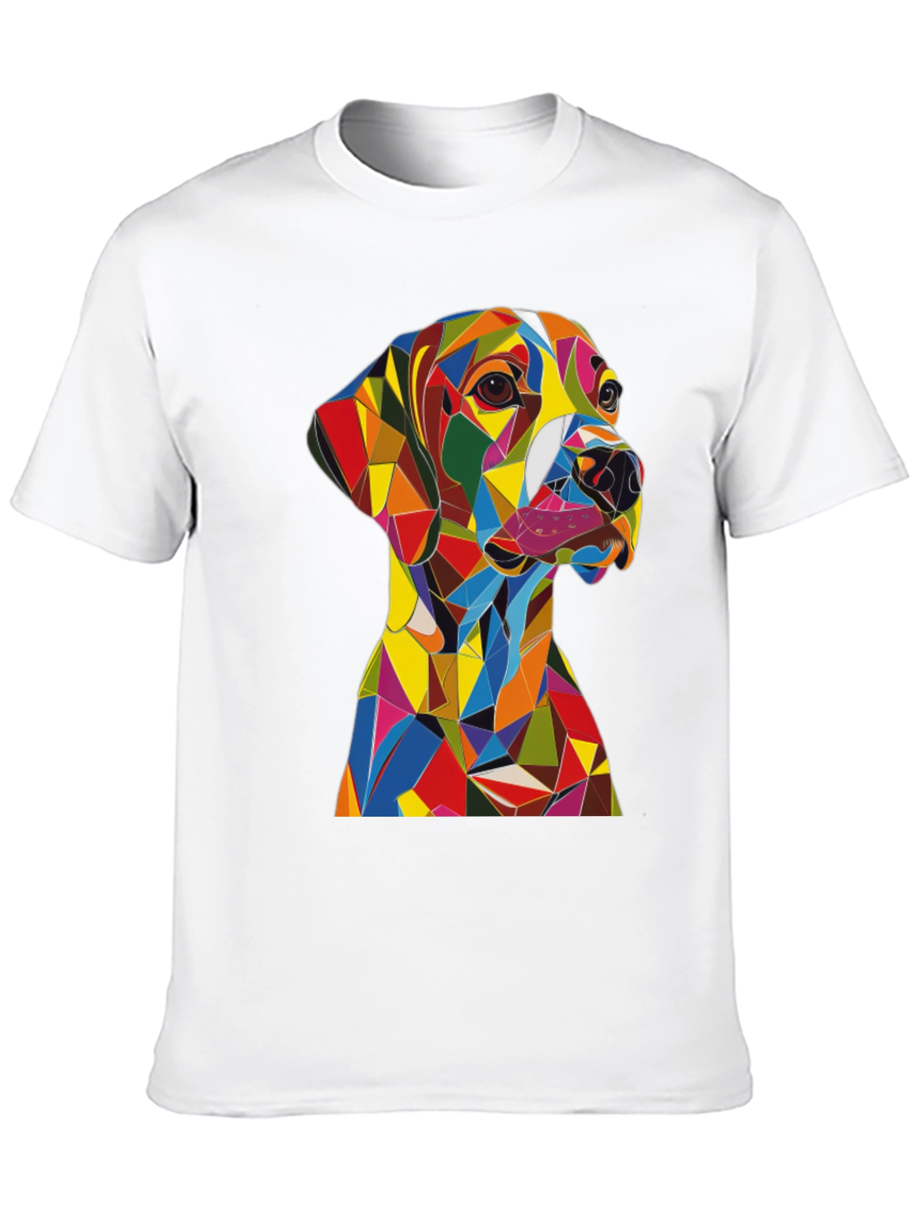 Geometric Dog Print T-Shirt - Modern Art Design