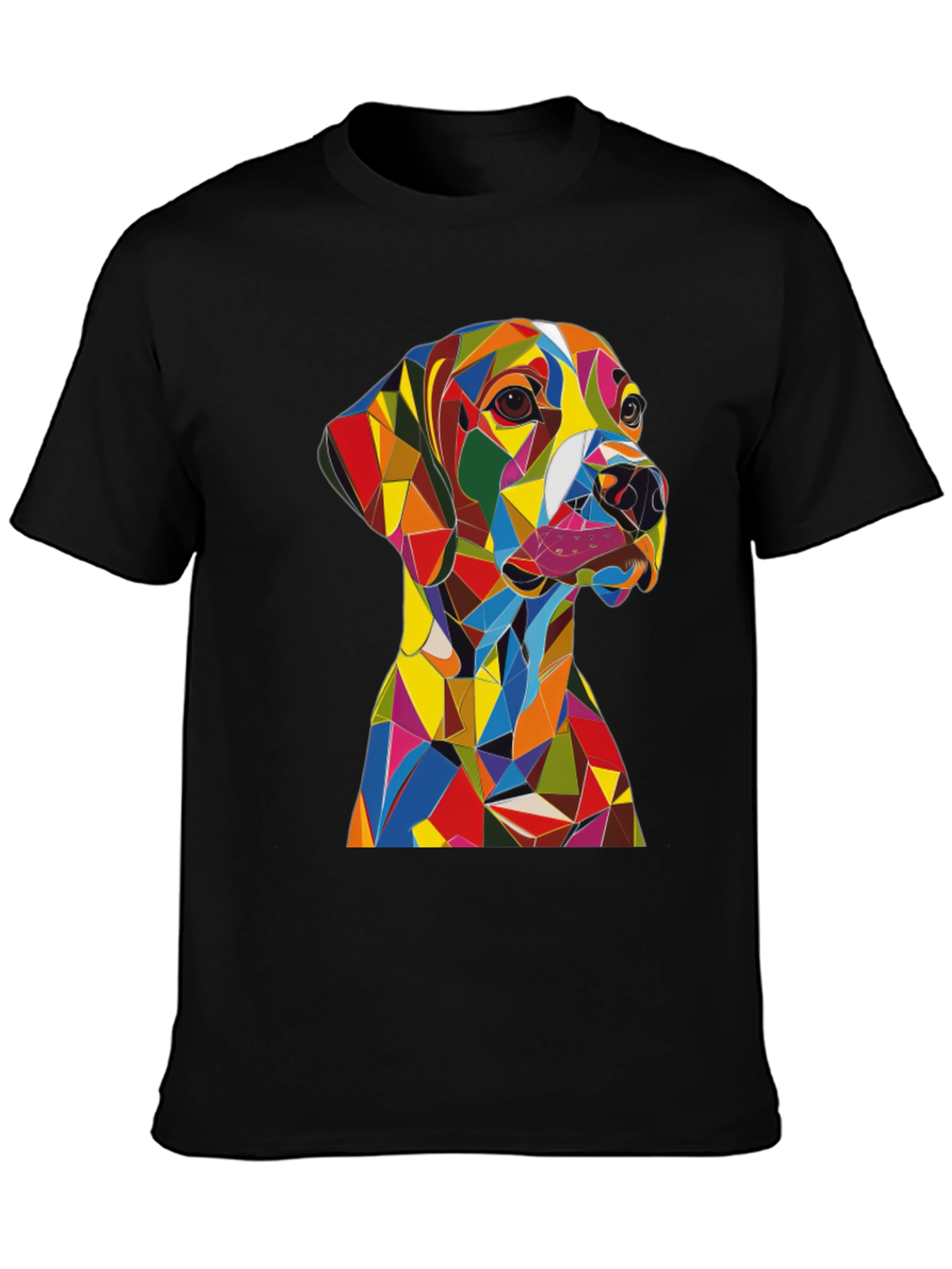 Geometric Dog Print T-Shirt - Modern Art Design