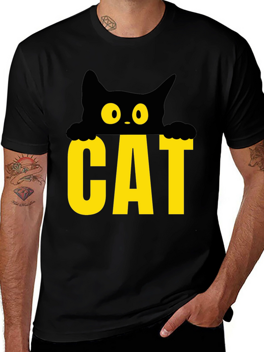Cat Peek-a-Boo Graphic Tee - Black