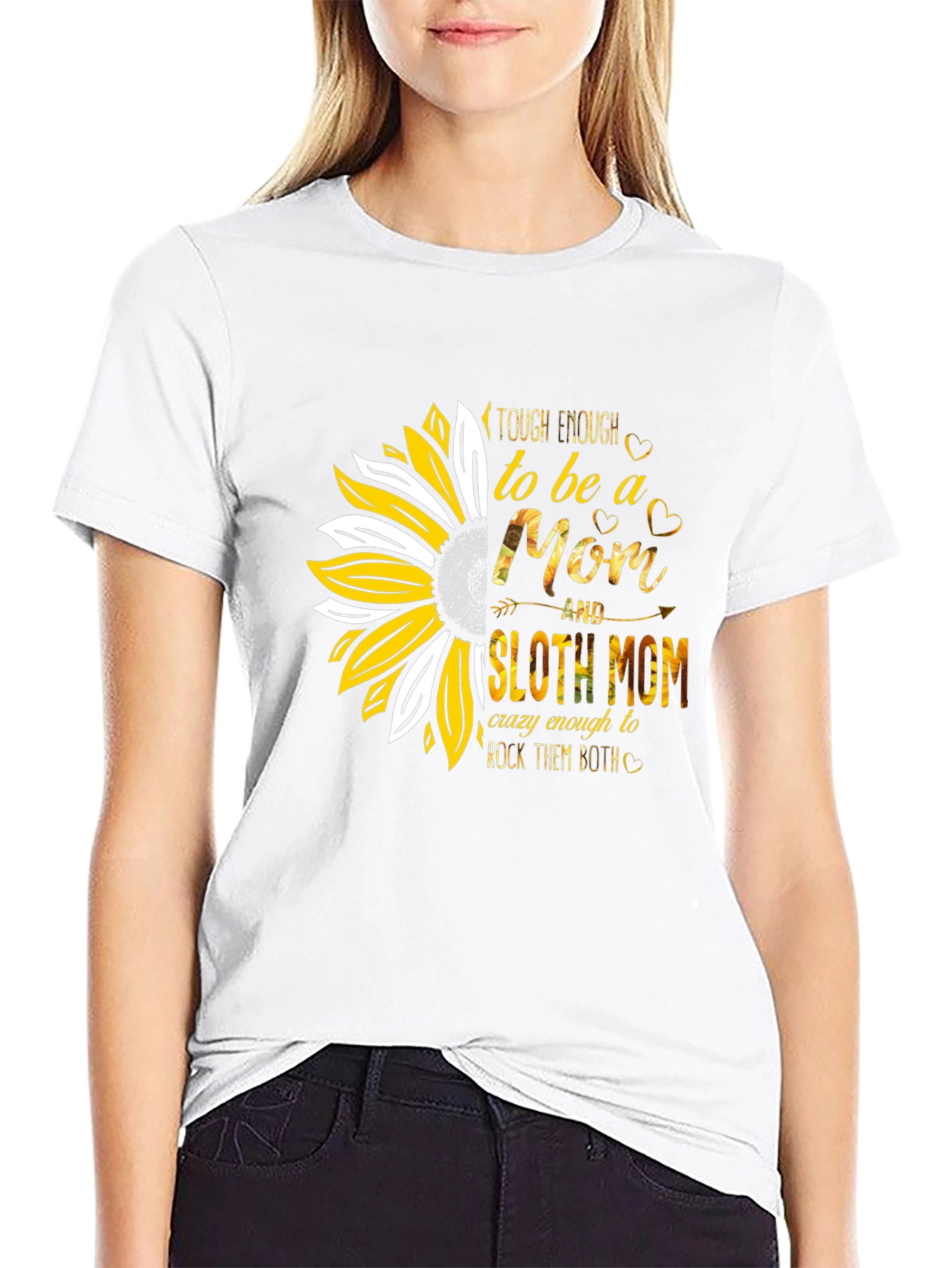 Tough Enough Sloth Mom Sunflower Graphic Tee