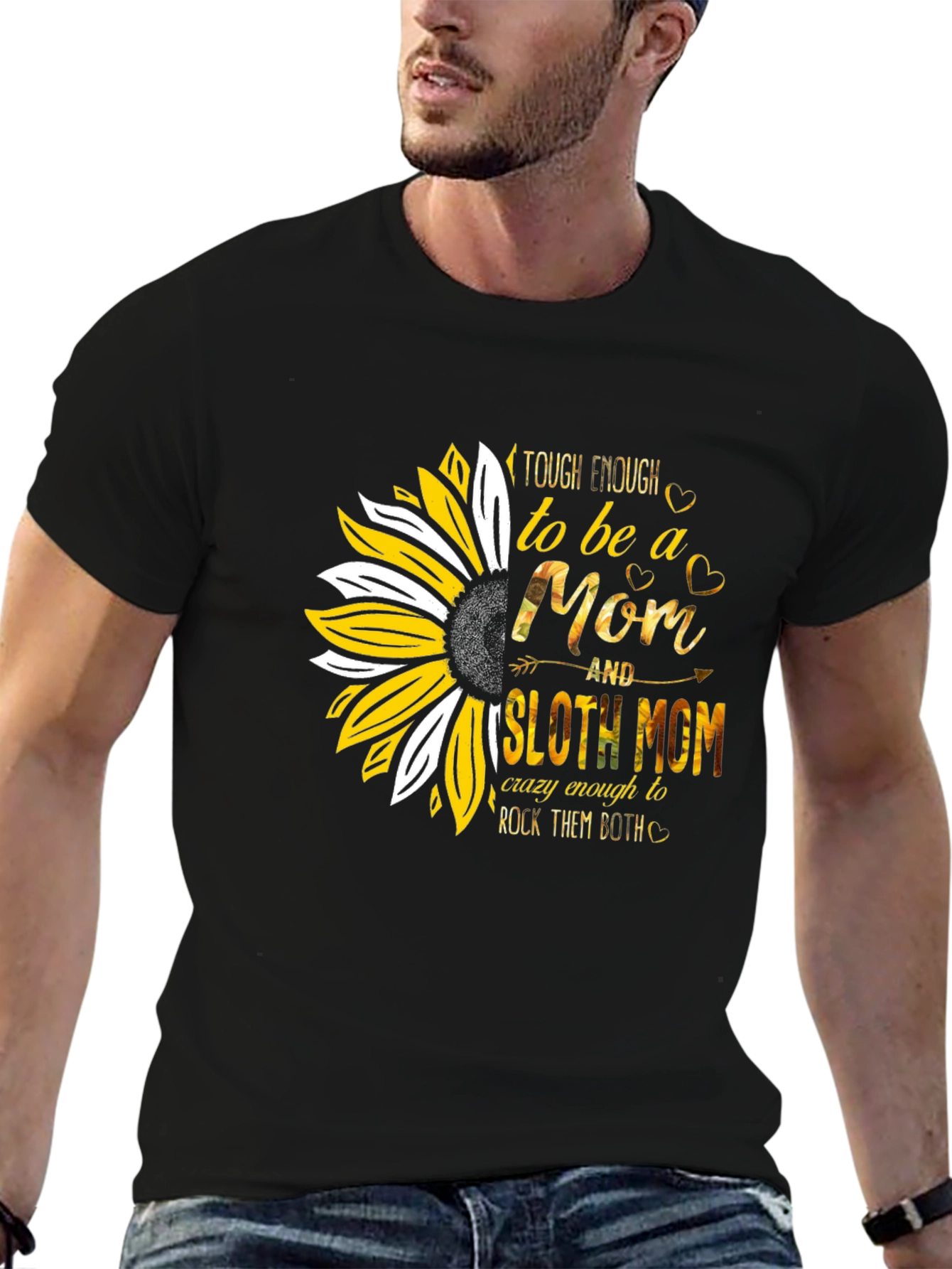 Tough Enough Sloth Mom Sunflower Graphic Tee