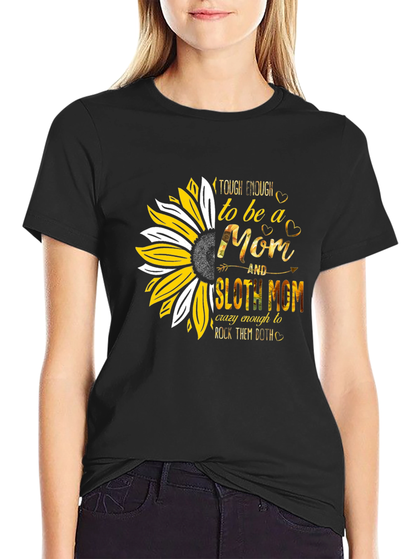 Tough Enough Sloth Mom Sunflower Graphic Tee