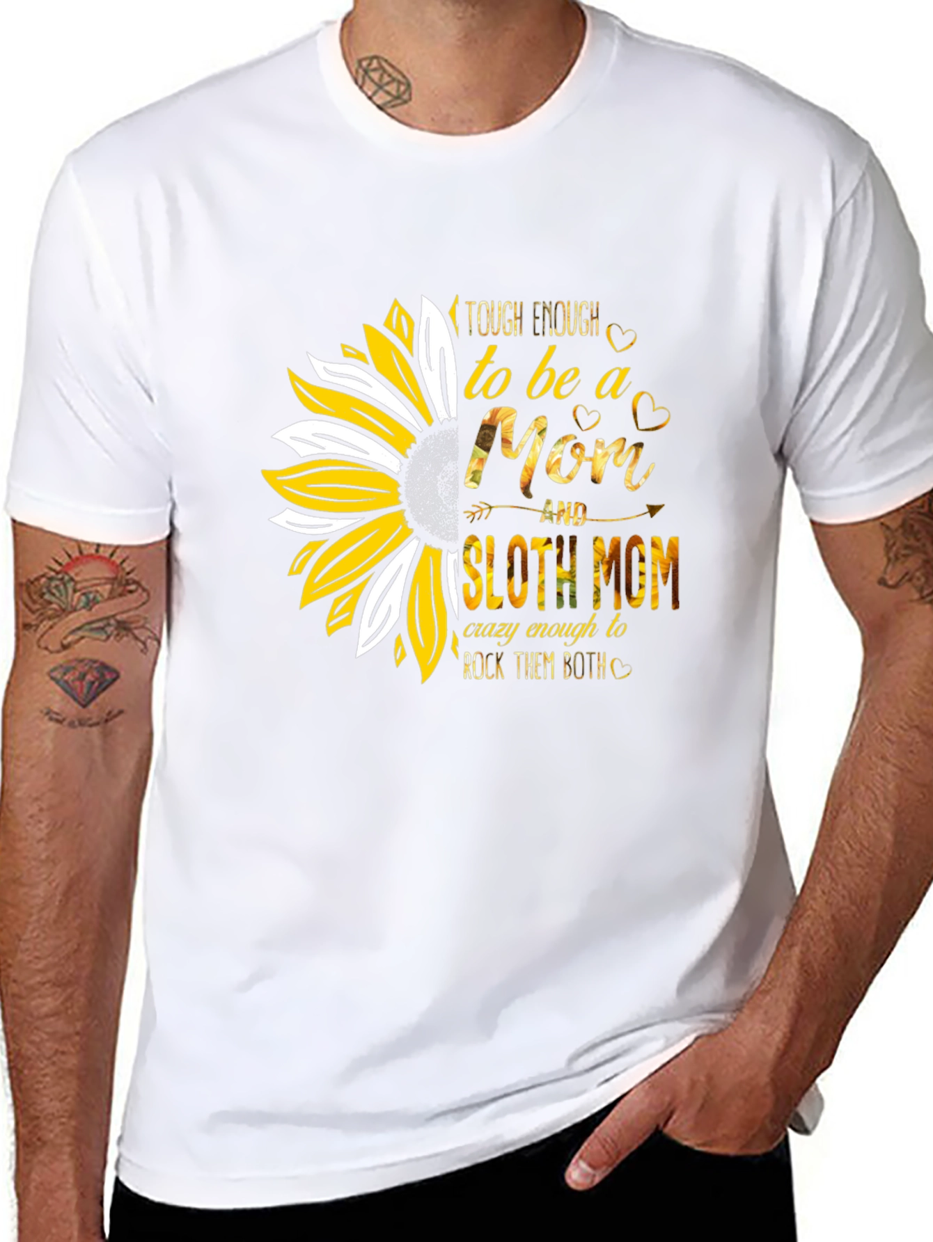 Tough Enough Sloth Mom Sunflower Graphic Tee