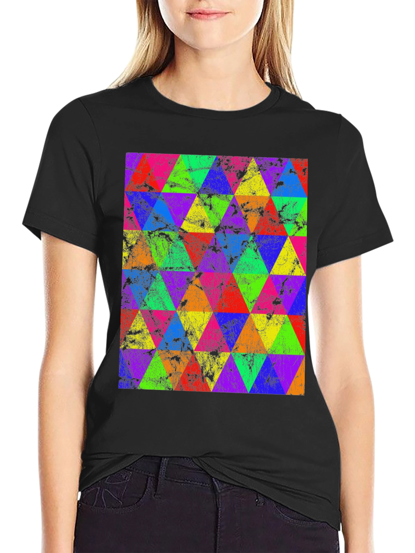 Retro Geometric Triangle T-Shirt