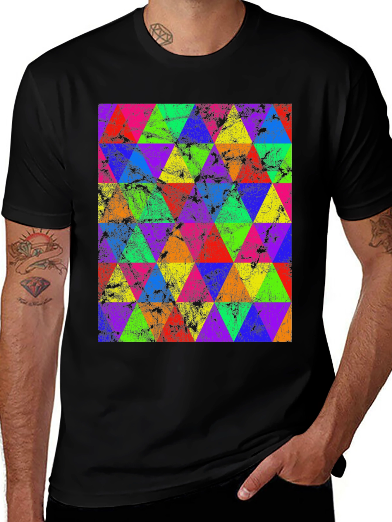 Retro Geometric Triangle T-Shirt