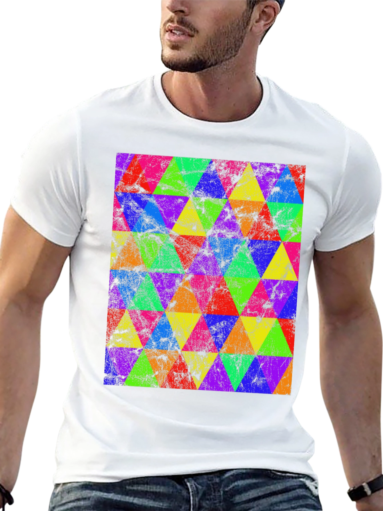 Retro Geometric Triangle T-Shirt