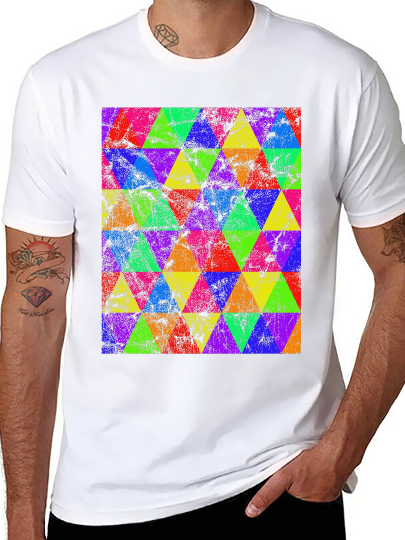 Retro Geometric Triangle T-Shirt