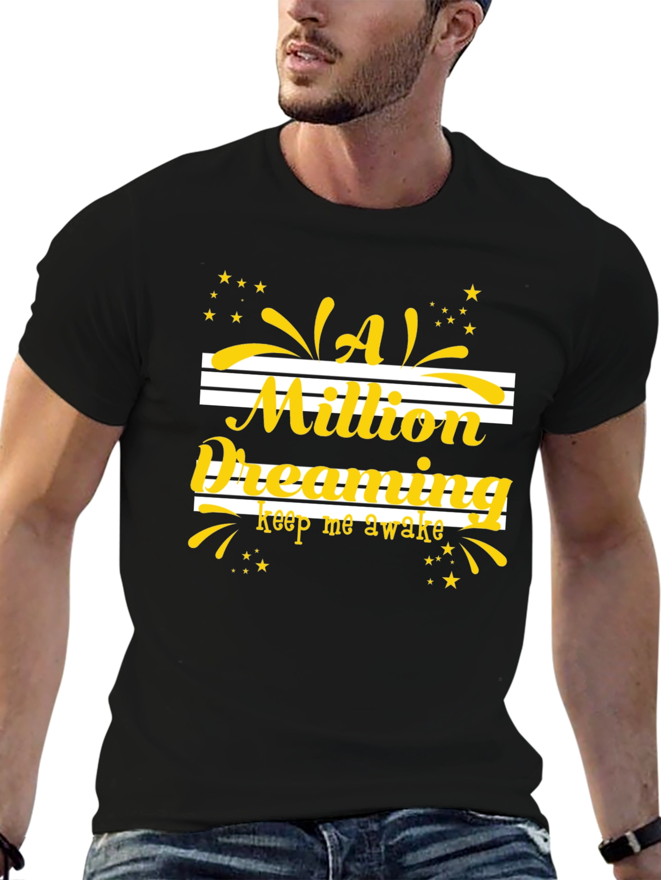Dreaming Graphic Tee - Black Cotton T-Shirt