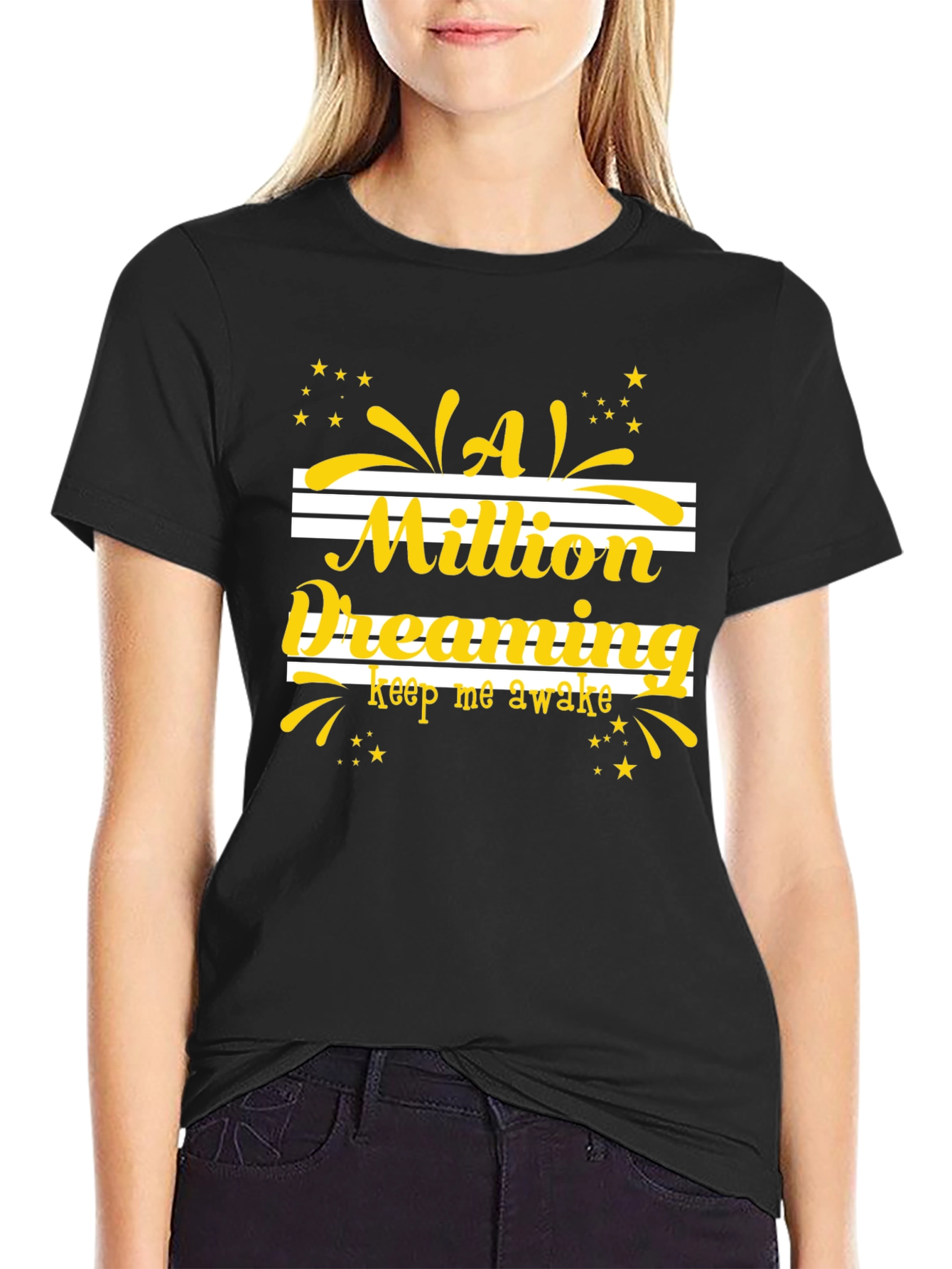 Dreaming Graphic Tee - Black Cotton T-Shirt