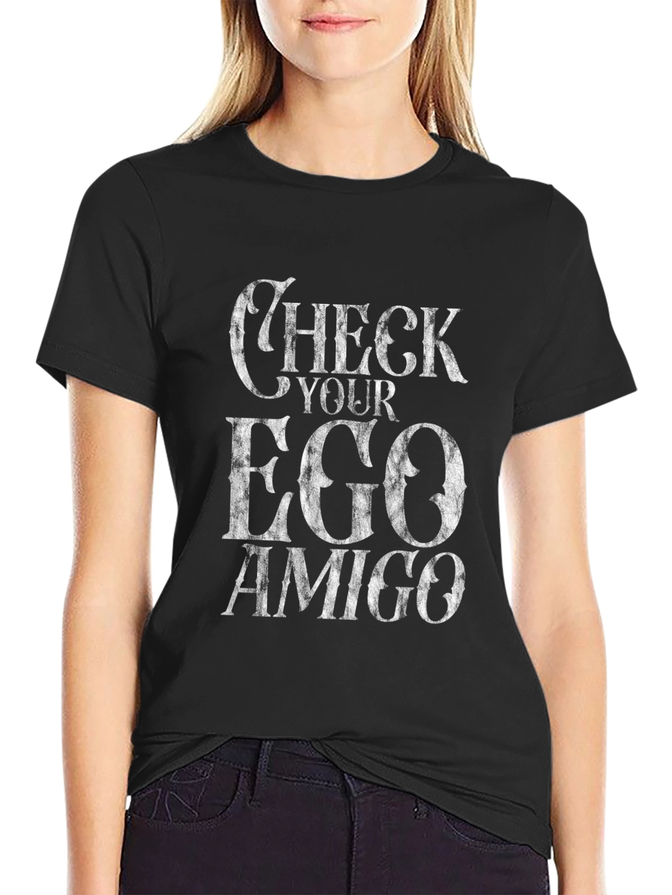 Check Your Ego Amigo Graphic Tee - Black