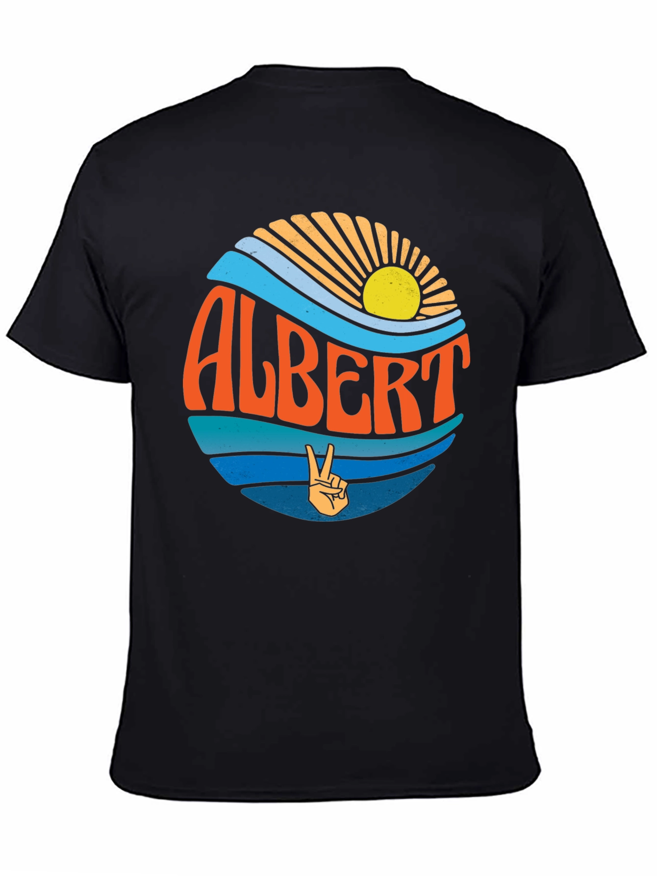 Retro Albert Peace Sign Graphic T-Shirt
