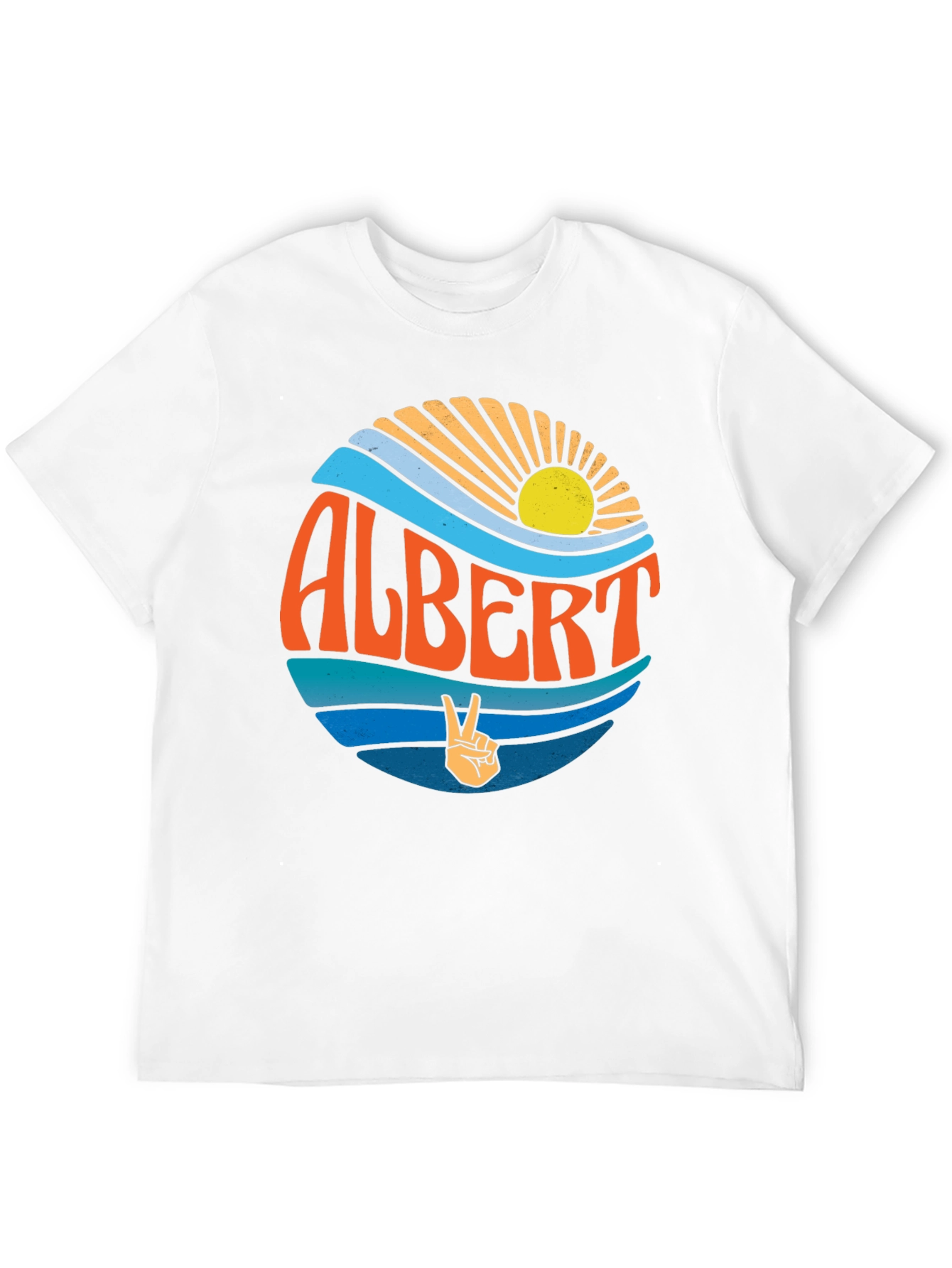 Retro Albert Peace Sign Graphic T-Shirt