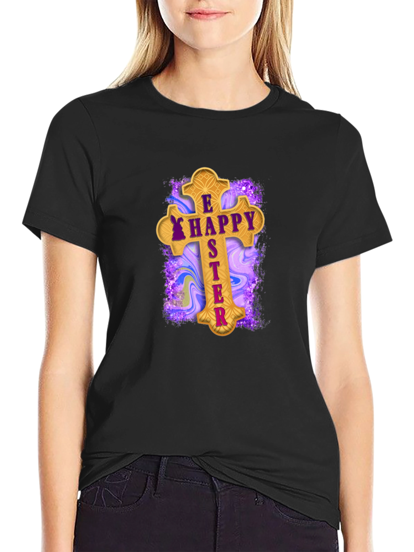 Happy Easter Cross Graphic T-Shirt
