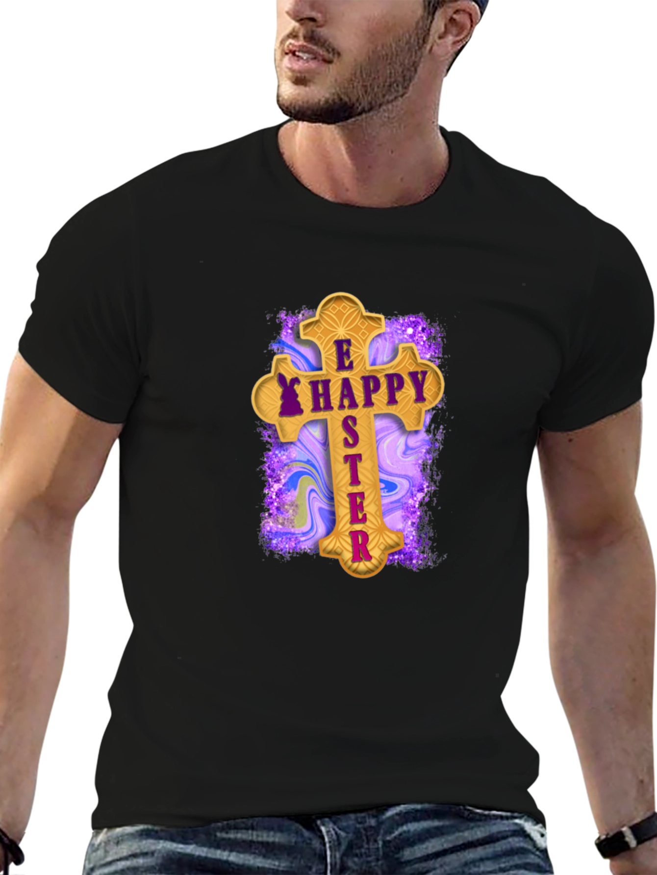 Happy Easter Cross Graphic T-Shirt